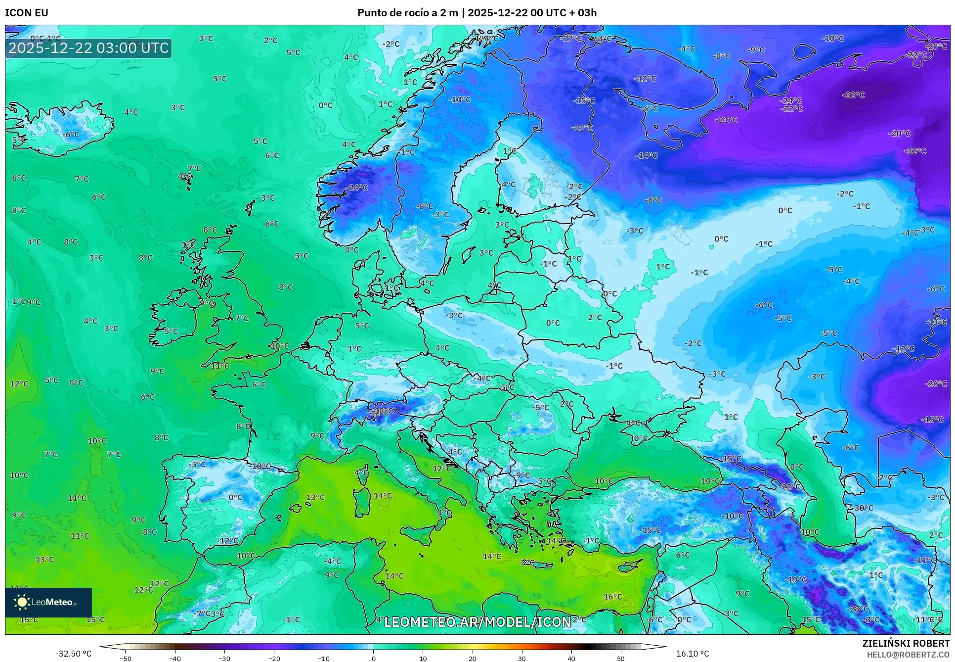 ICON model - Europa, Punto de rocío a 2 m