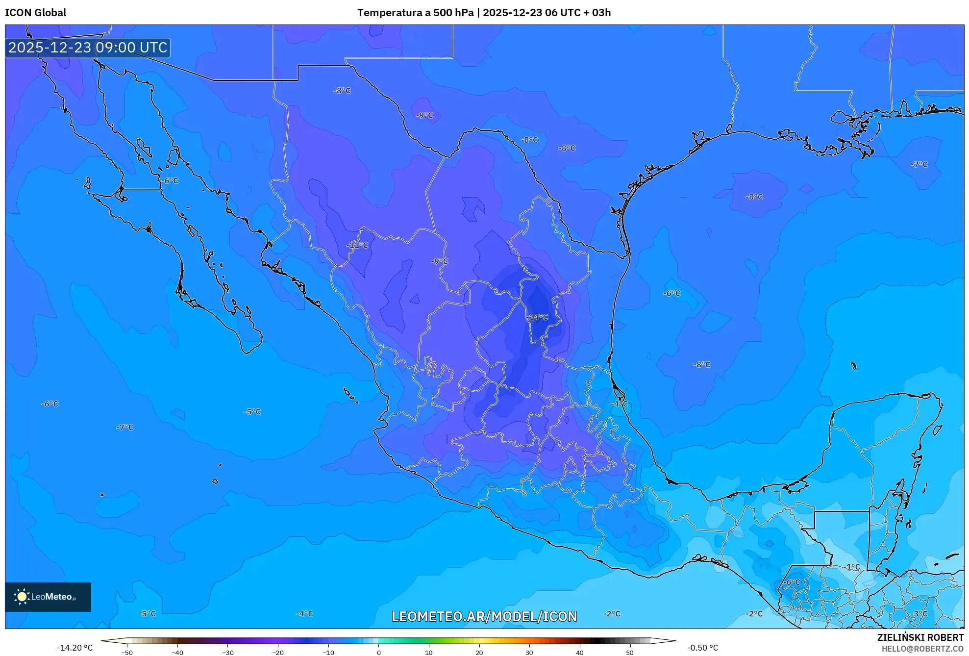 ICON model - México, Temperatura a 500 hPa