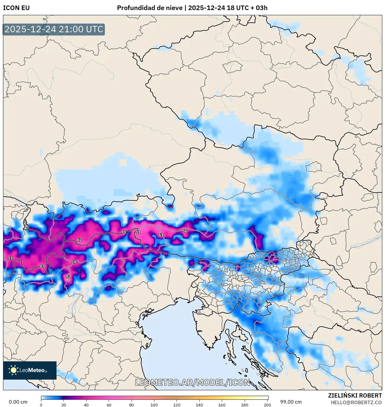 ICON model - Austria, Pokrywa śnieżna