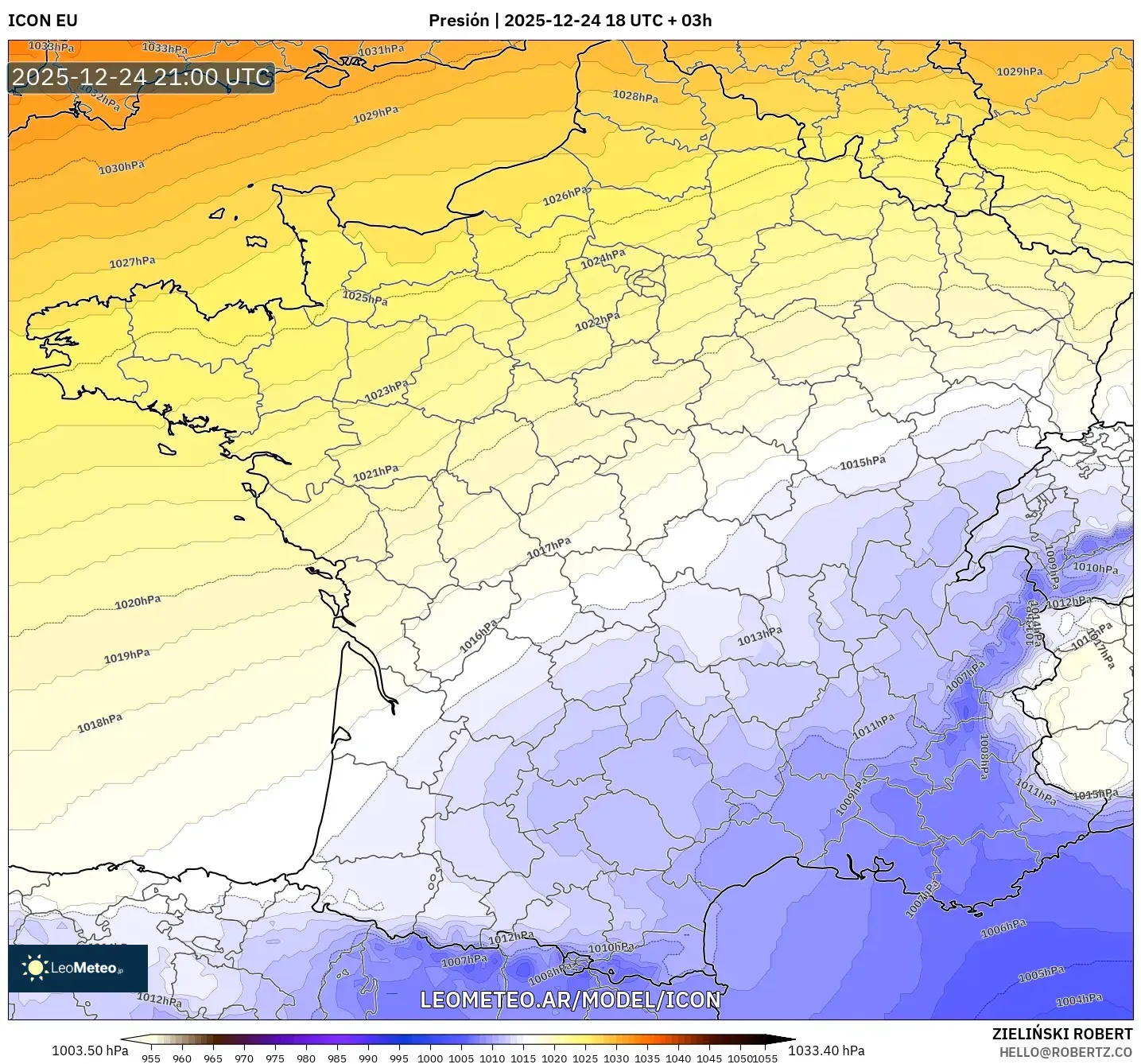 ICON model - Francja, Ciśnienie