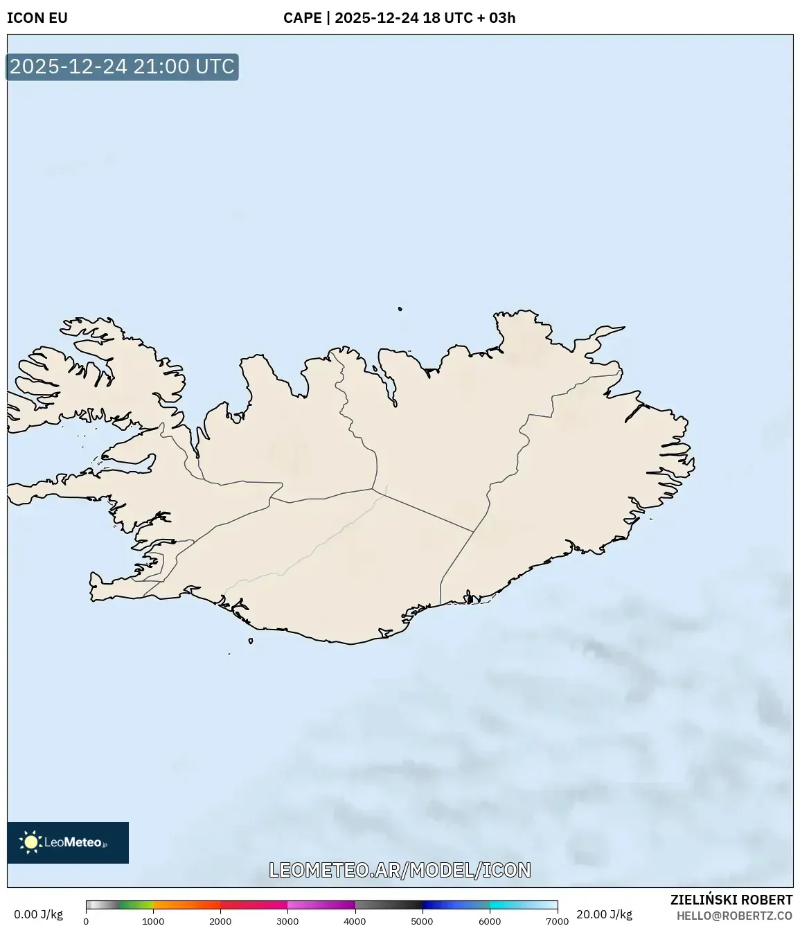 ICON model - Islandia, CAPE