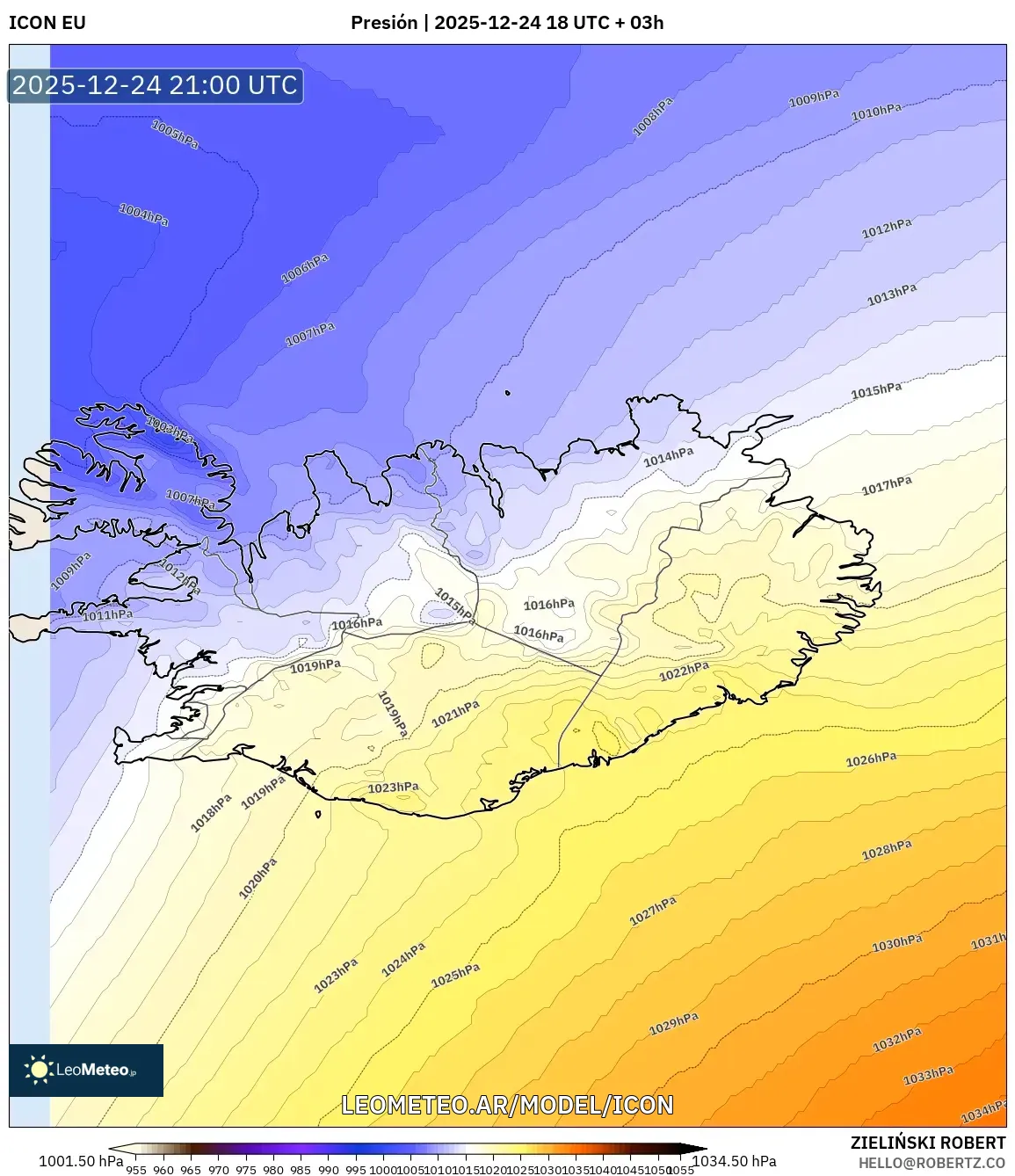 ICON model - Islandia, Ciśnienie