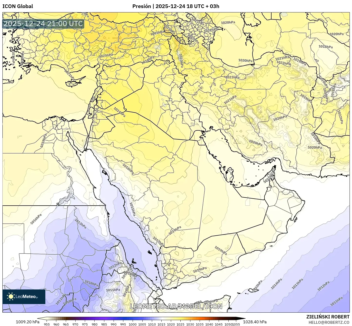 ICON model - Bliski Wschód, Ciśnienie