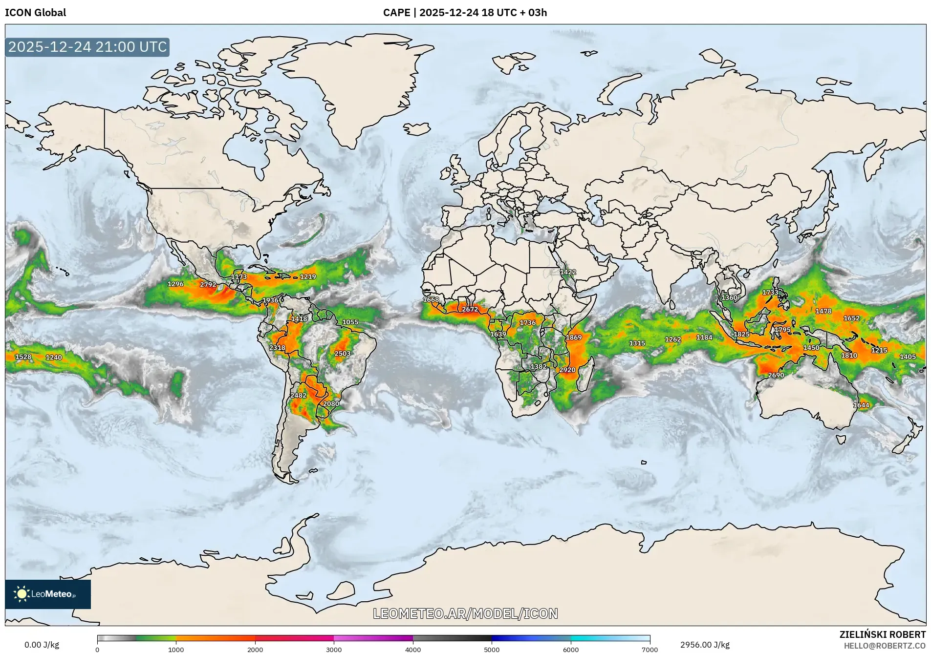 ICON model - Świat, CAPE