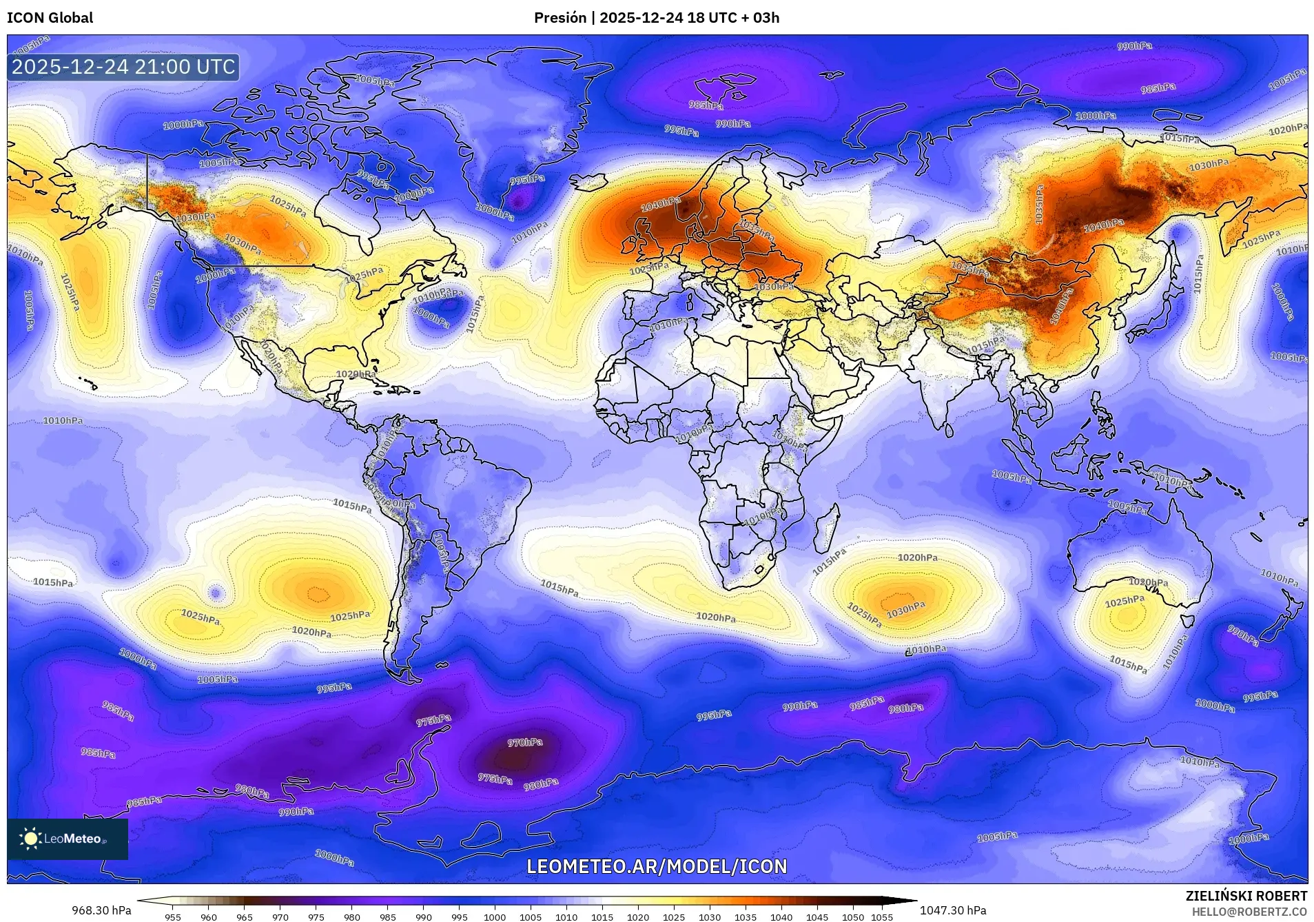 ICON model - Świat, Ciśnienie