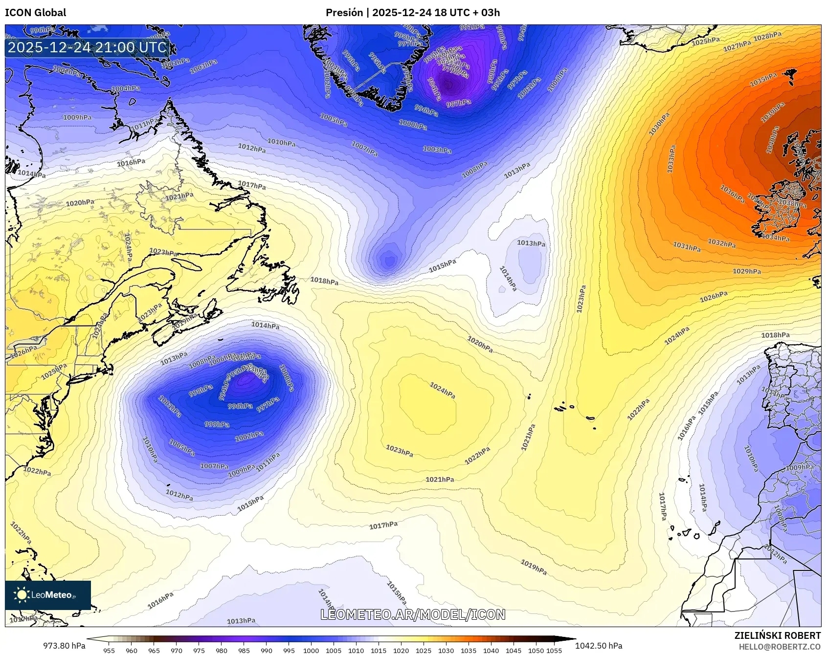 ICON model - Atlantyk Północny, Ciśnienie