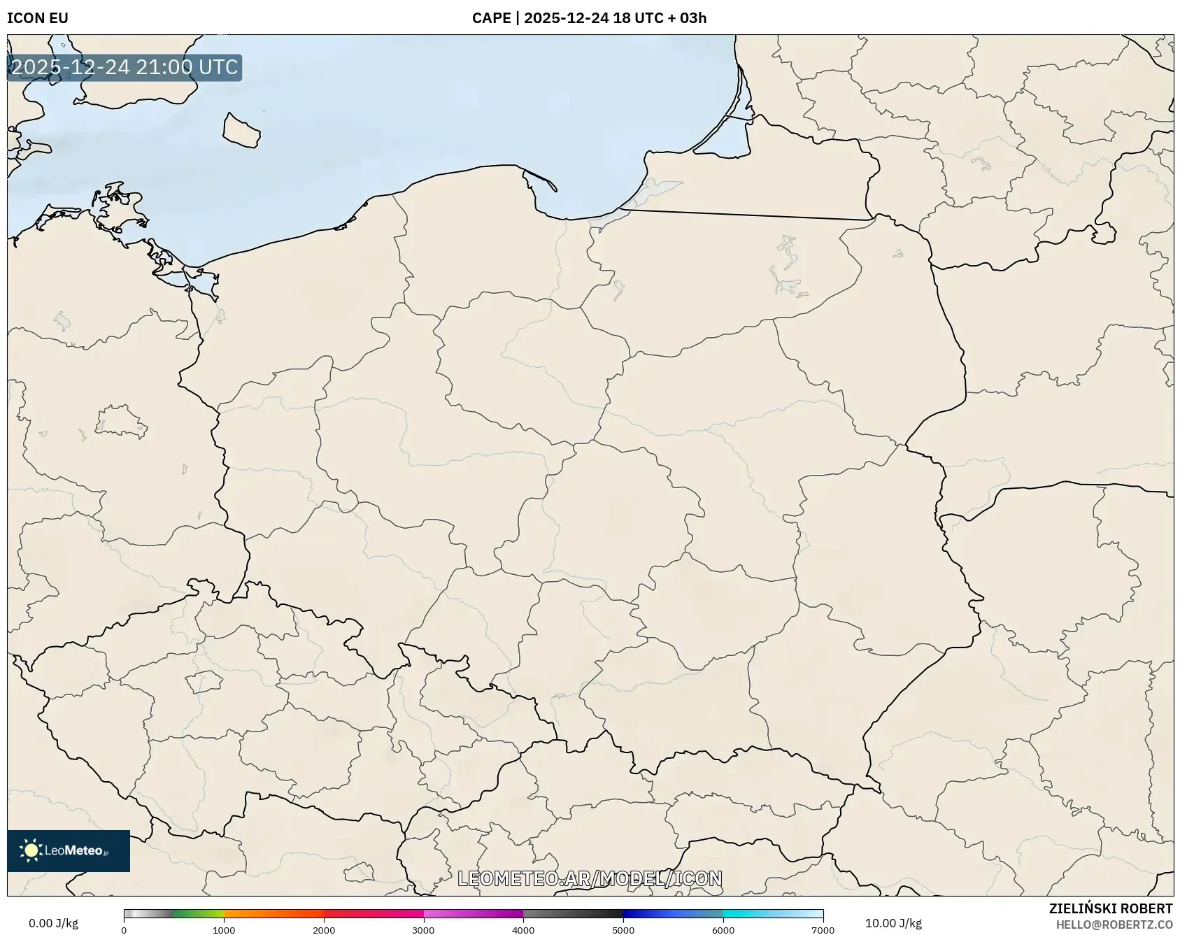 ICON model - Polska, CAPE