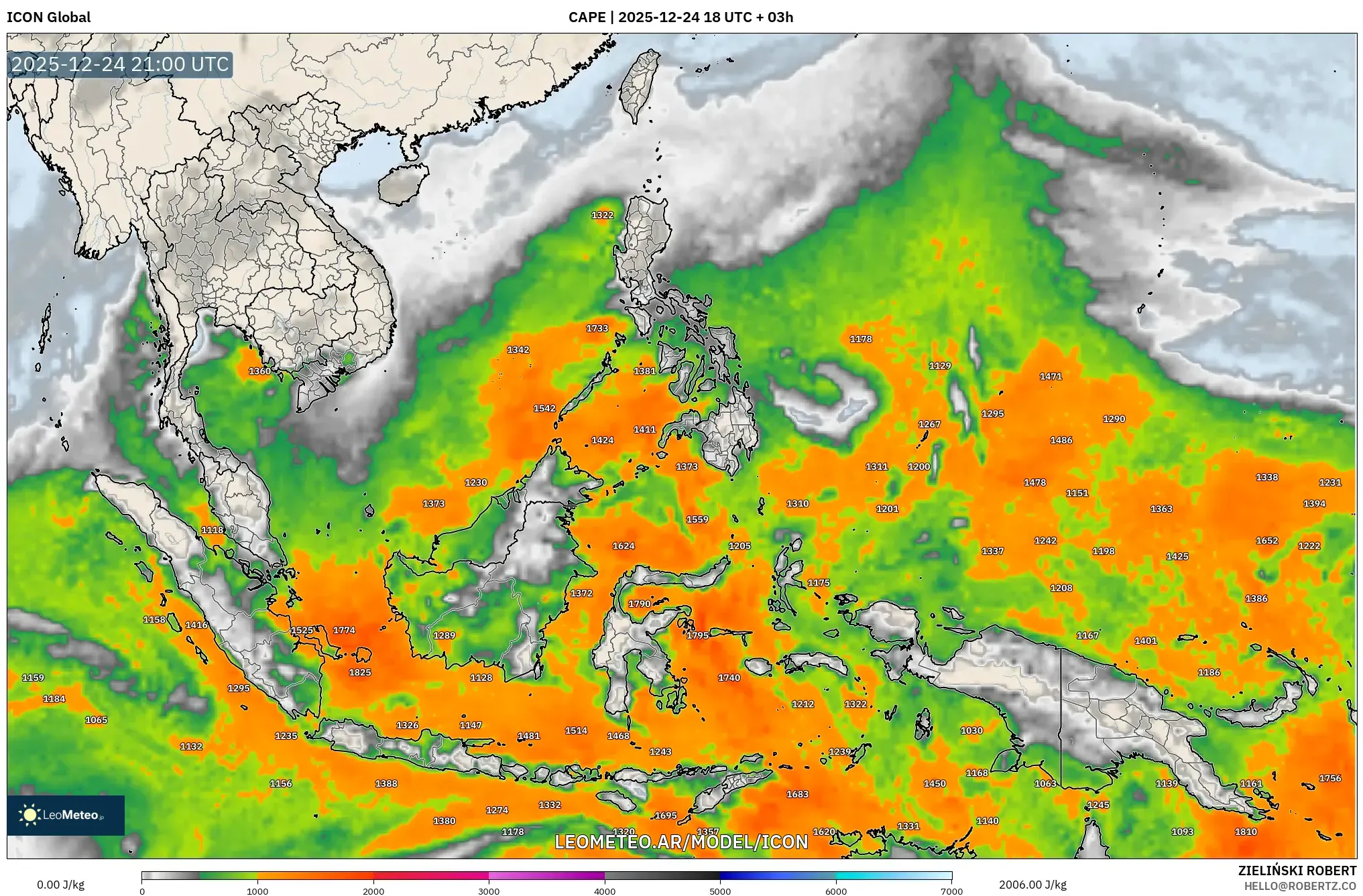 ICON model - Azja Południowo-Wschodnia, CAPE