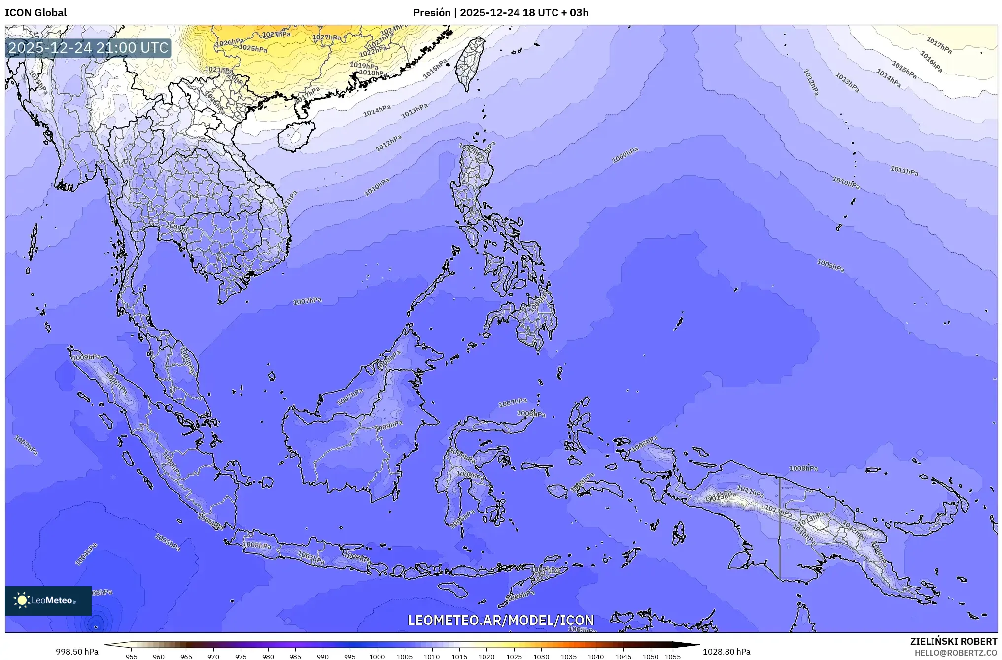 ICON model - Azja Południowo-Wschodnia, Ciśnienie