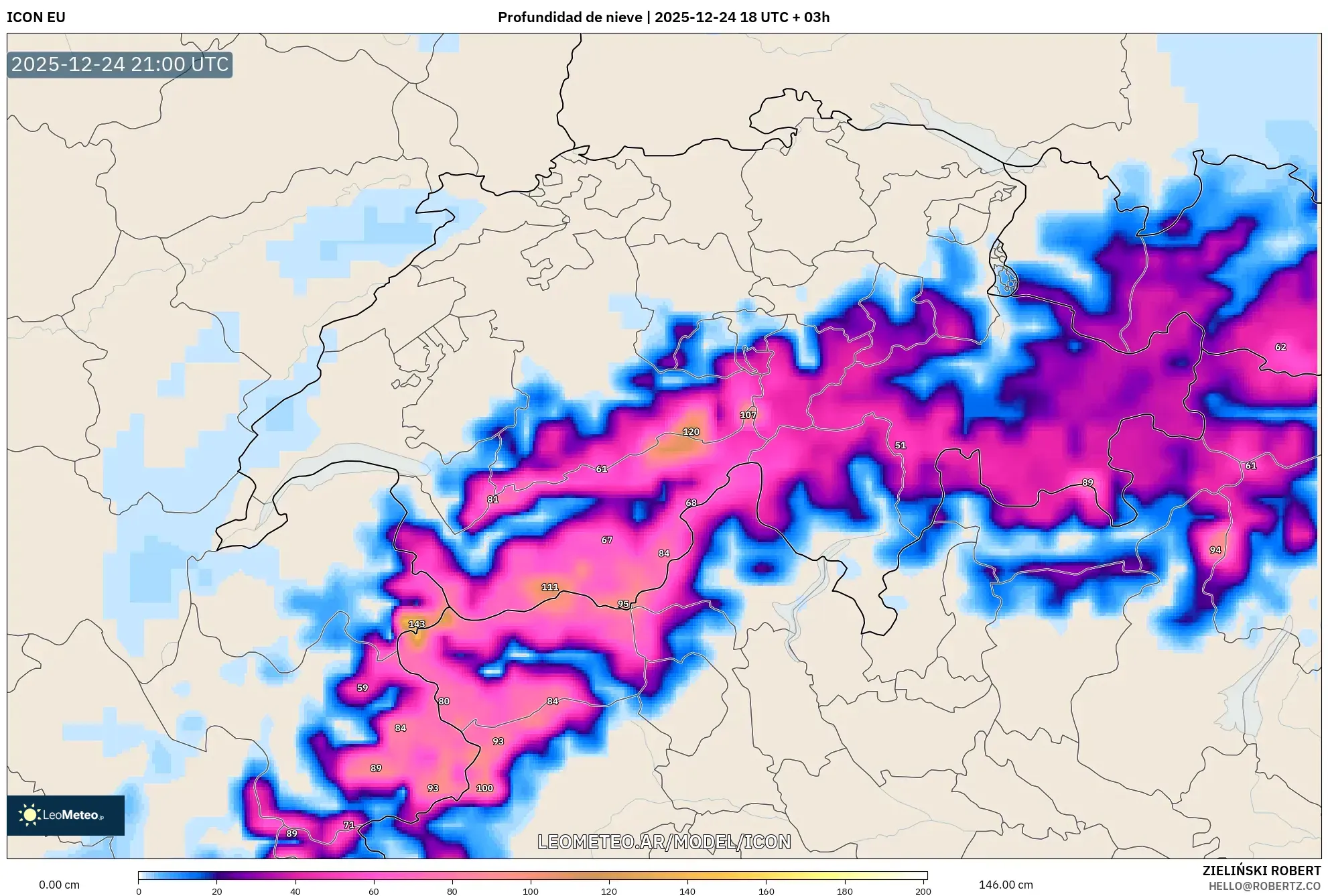 ICON model - Szwajcaria, Pokrywa śnieżna