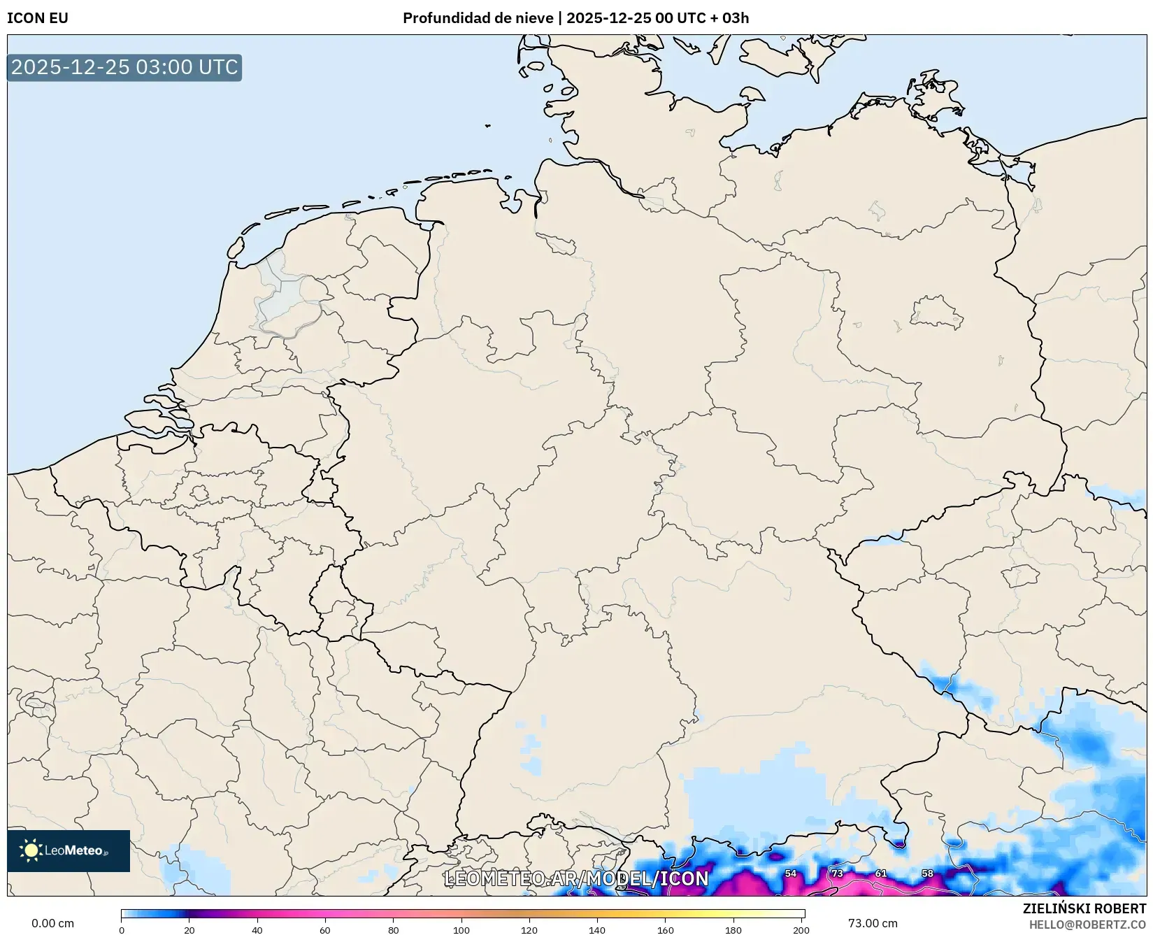 ICON model - Niemcy, Pokrywa śnieżna