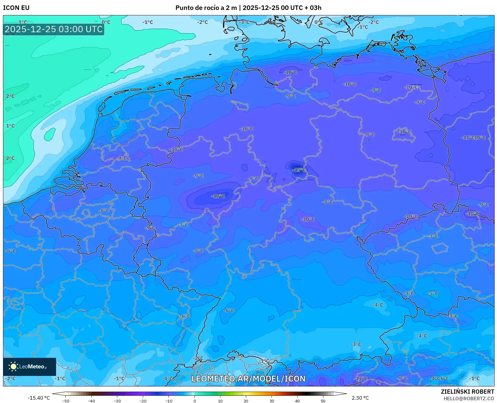 ICON model - Niemcy, Punkt rosy na 2 m