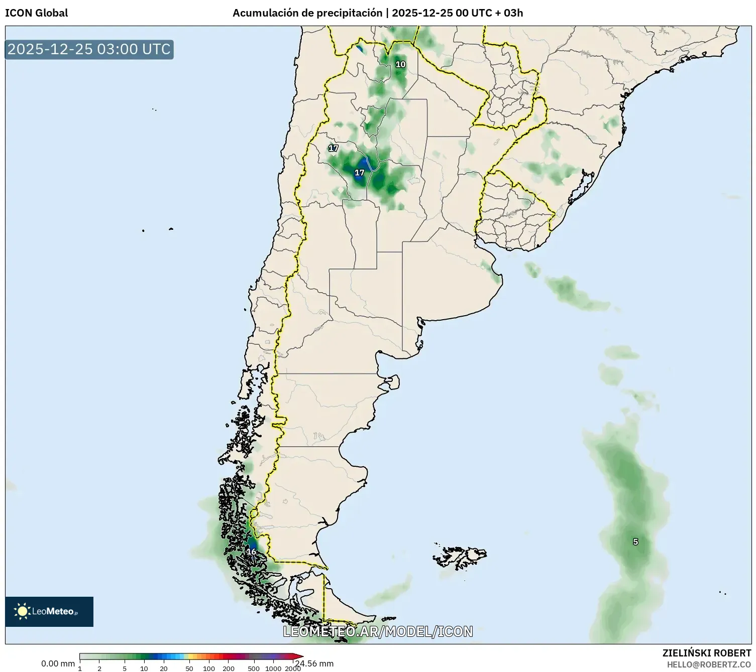 ICON model - Argentyna, Suma opadów