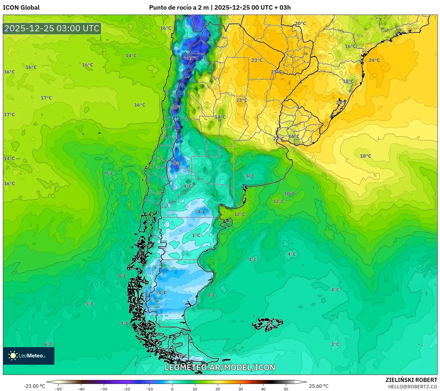 ICON model - Argentyna, Punkt rosy na 2 m