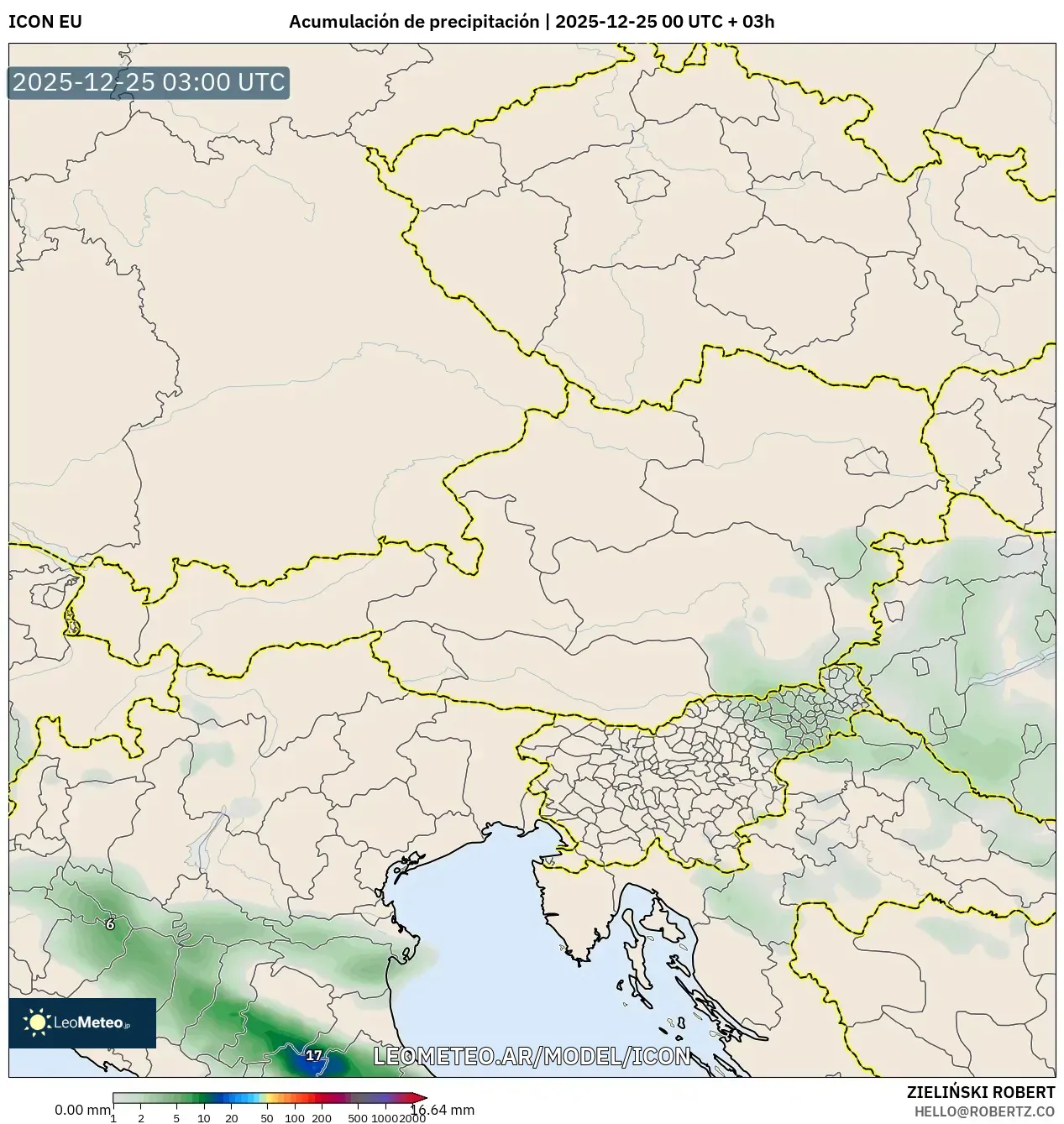 ICON model - Austria, Suma opadów