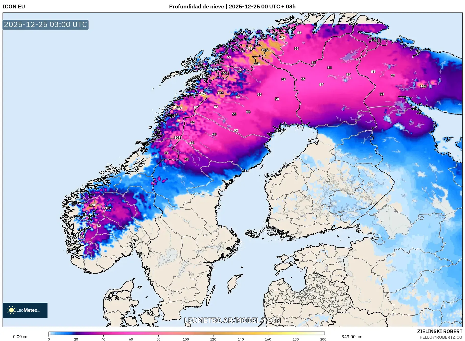 ICON model - Skandynawia, Pokrywa śnieżna