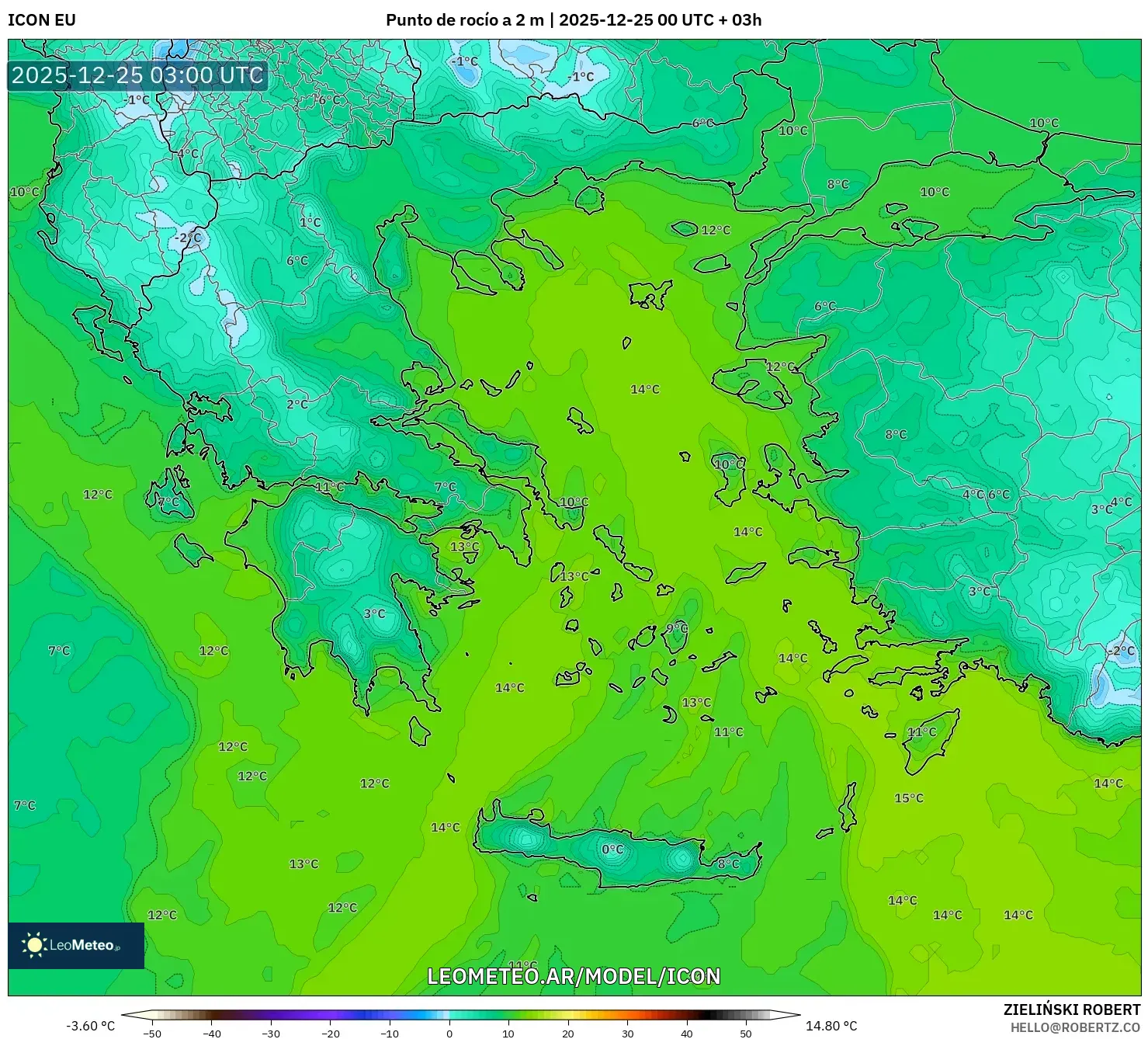 ICON model - Grecja, Punkt rosy na 2 m
