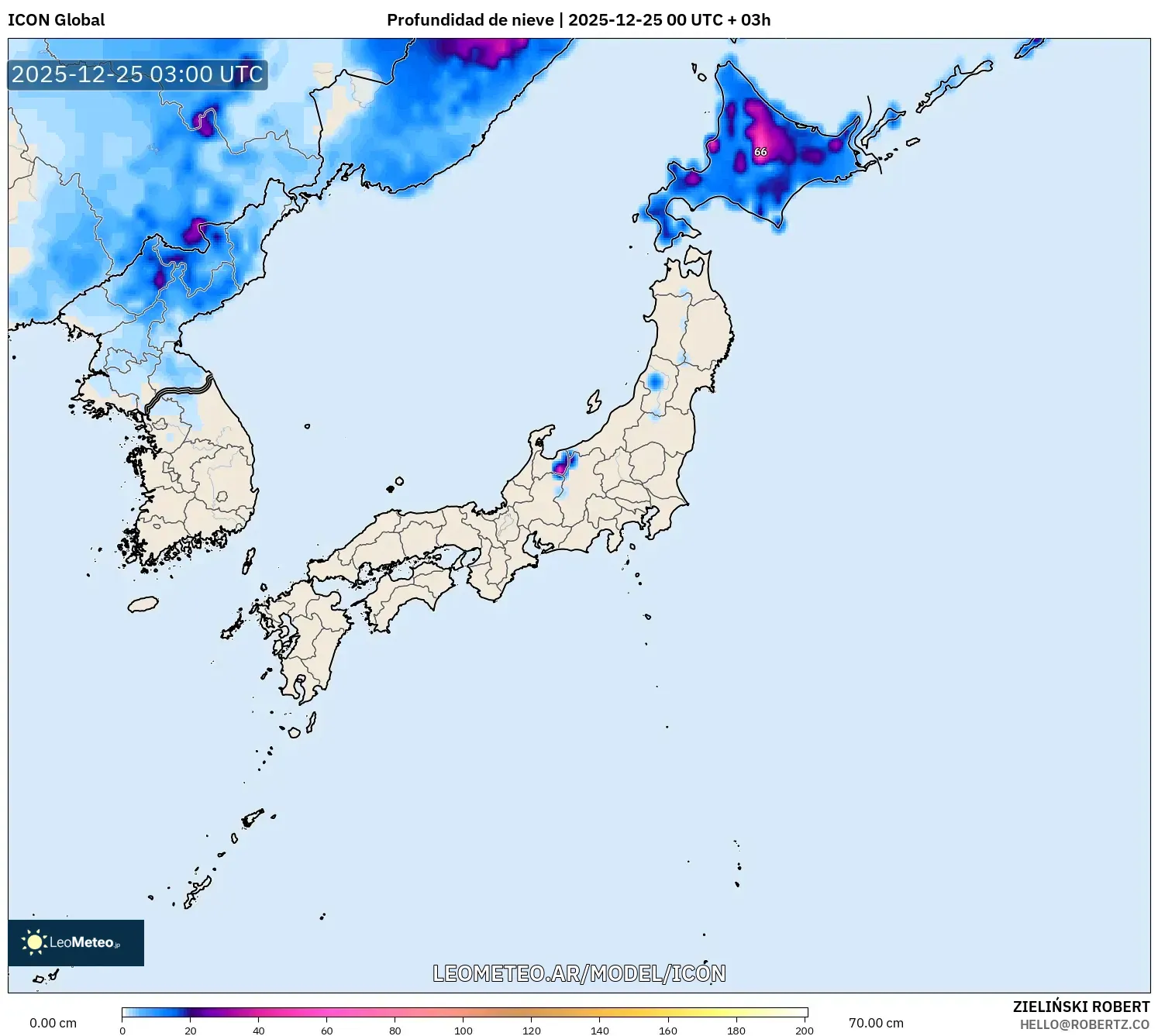 ICON model - Japonia, Pokrywa śnieżna