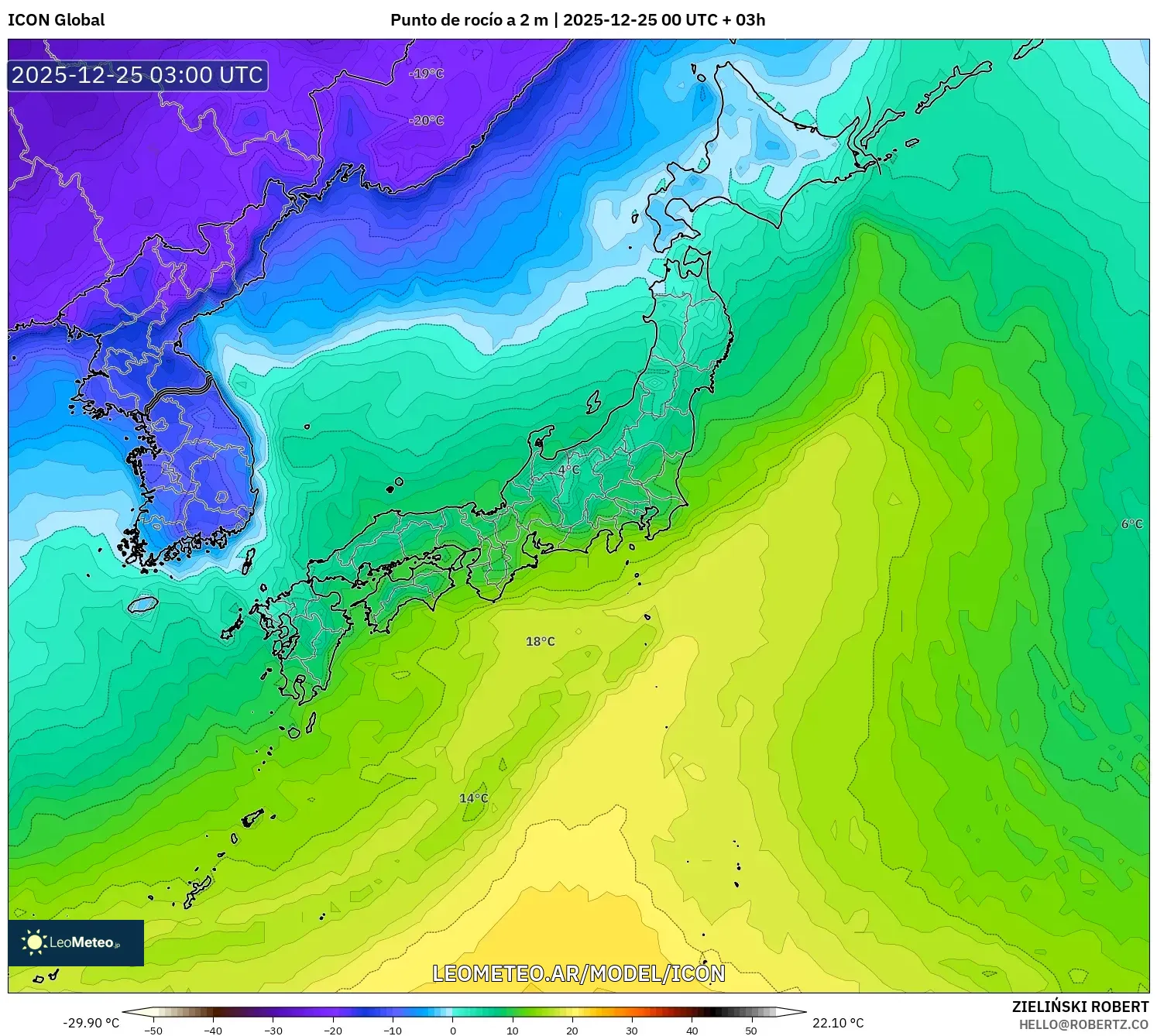 ICON model - Japonia, Punkt rosy na 2 m