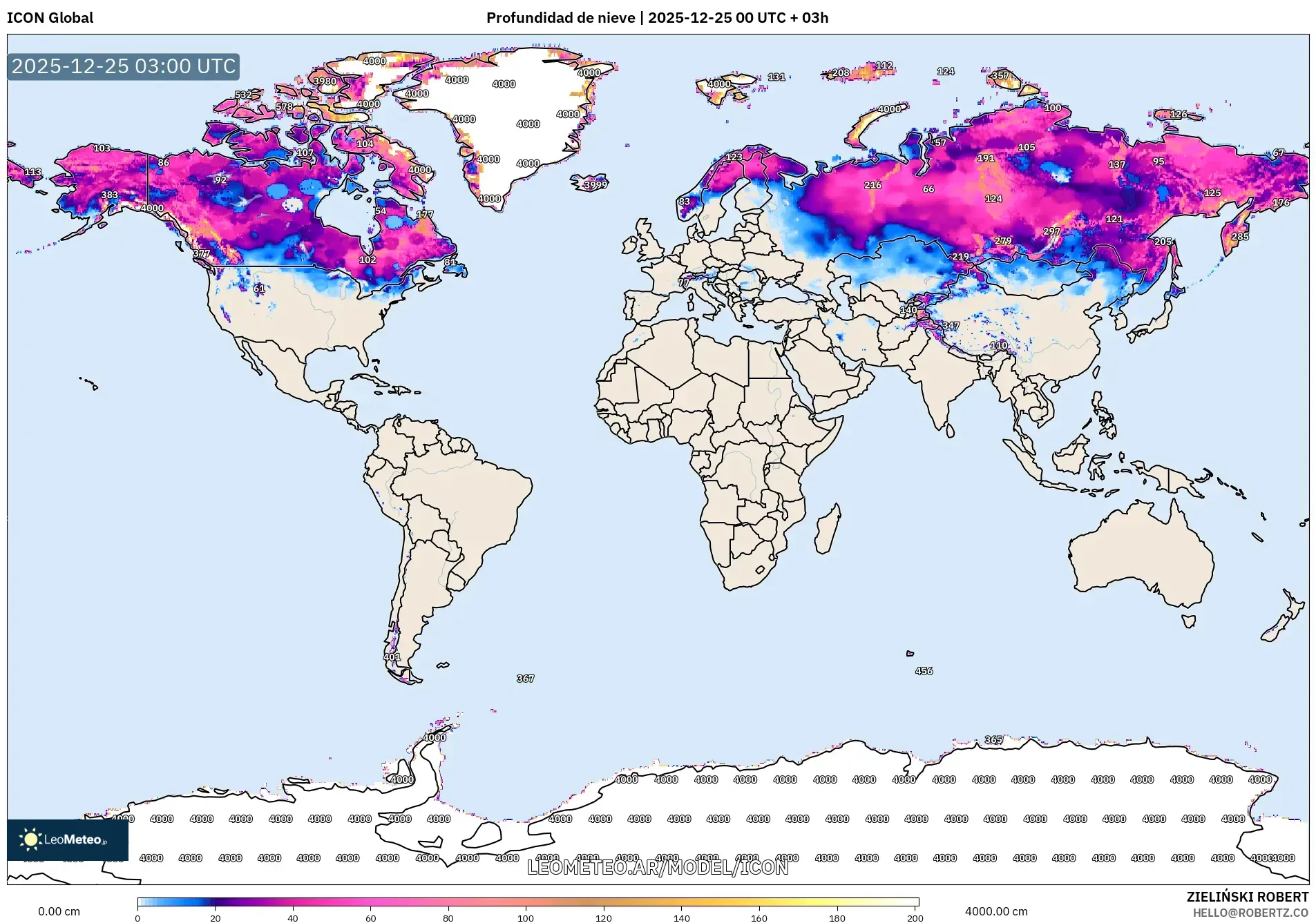ICON model - Świat, Pokrywa śnieżna