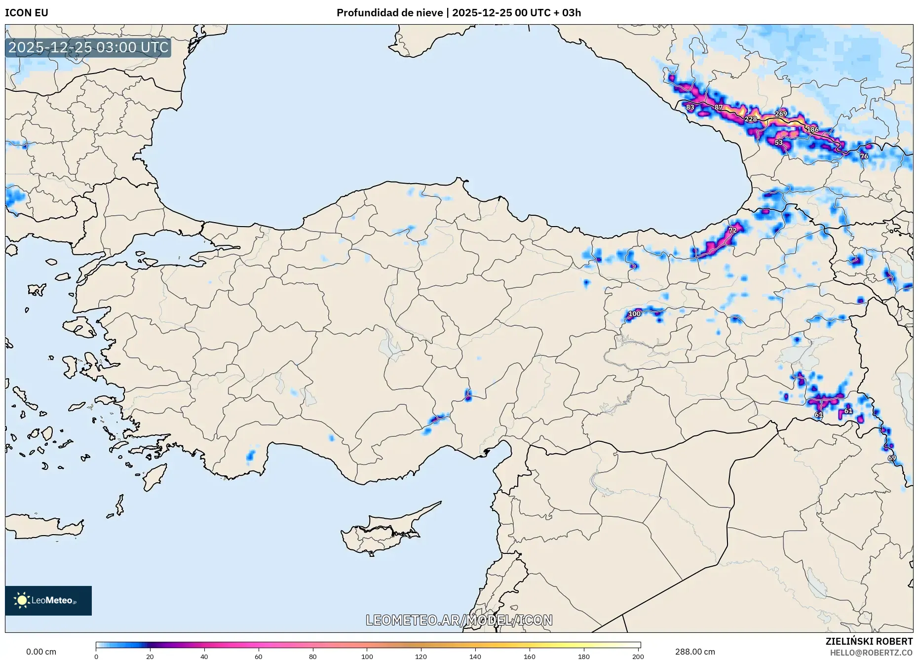 ICON model - Turcja, Pokrywa śnieżna
