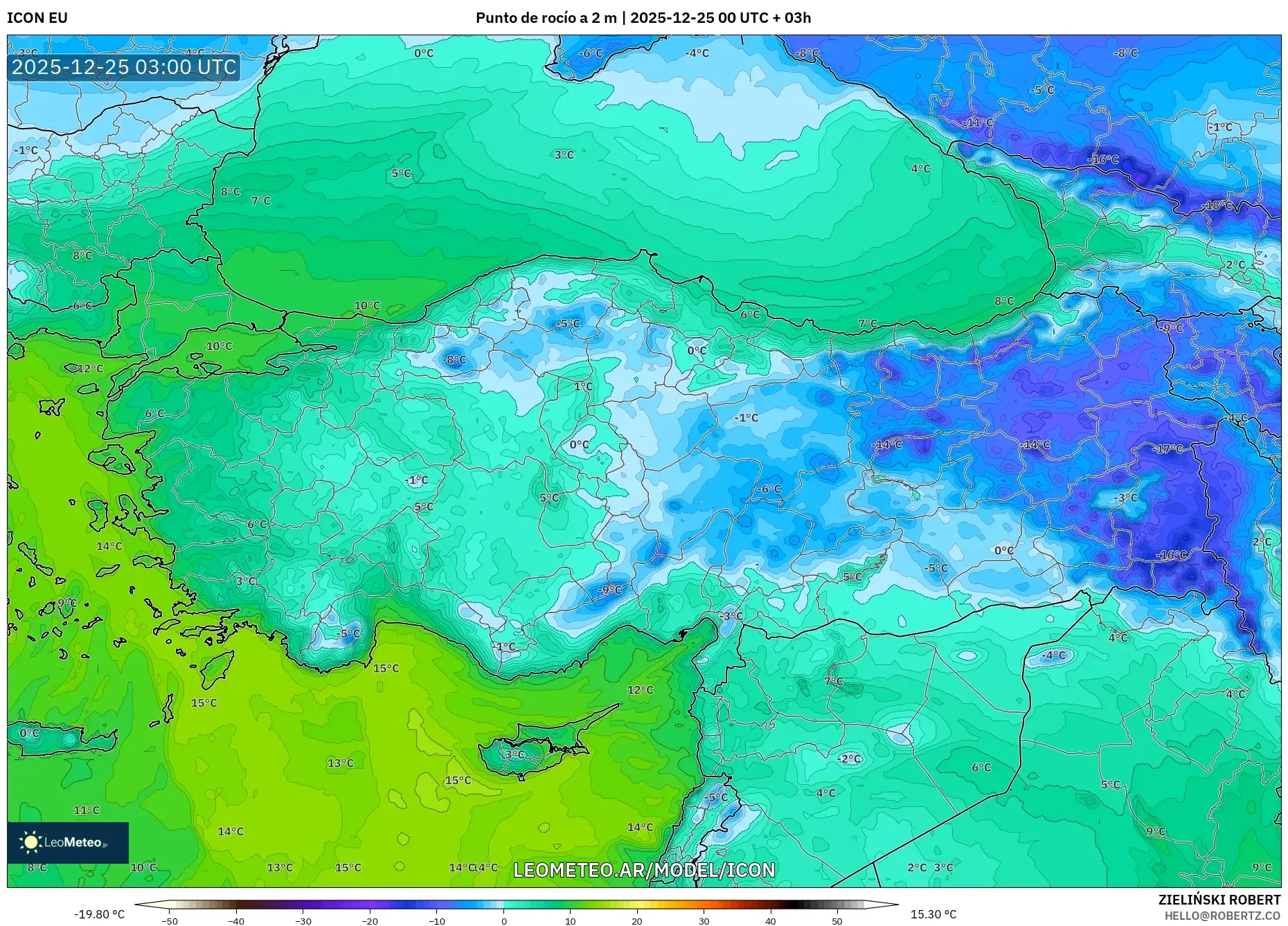 ICON model - Turcja, Punkt rosy na 2 m