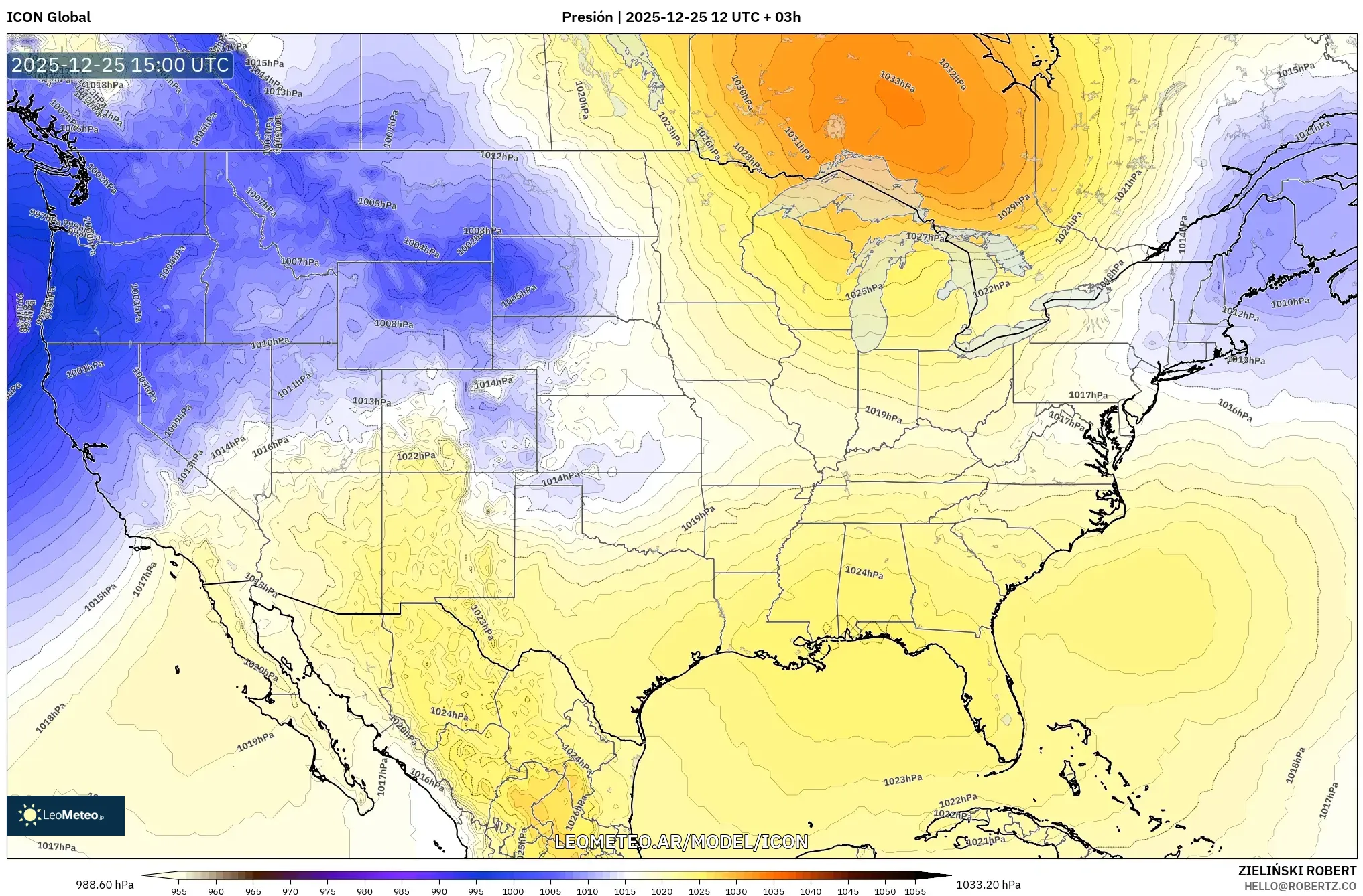 ICON model - Estados Unidos, Presión
