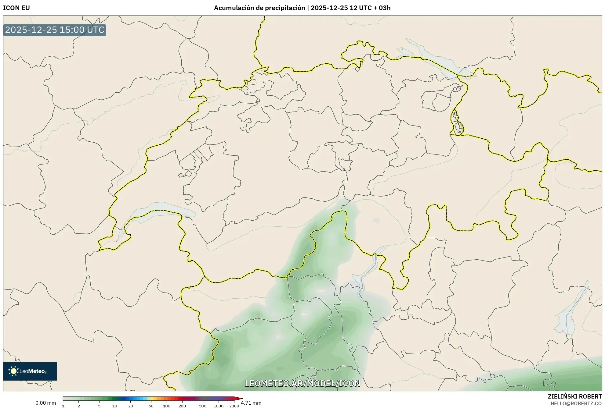 ICON model - Suiza, Acumulación de precipitación