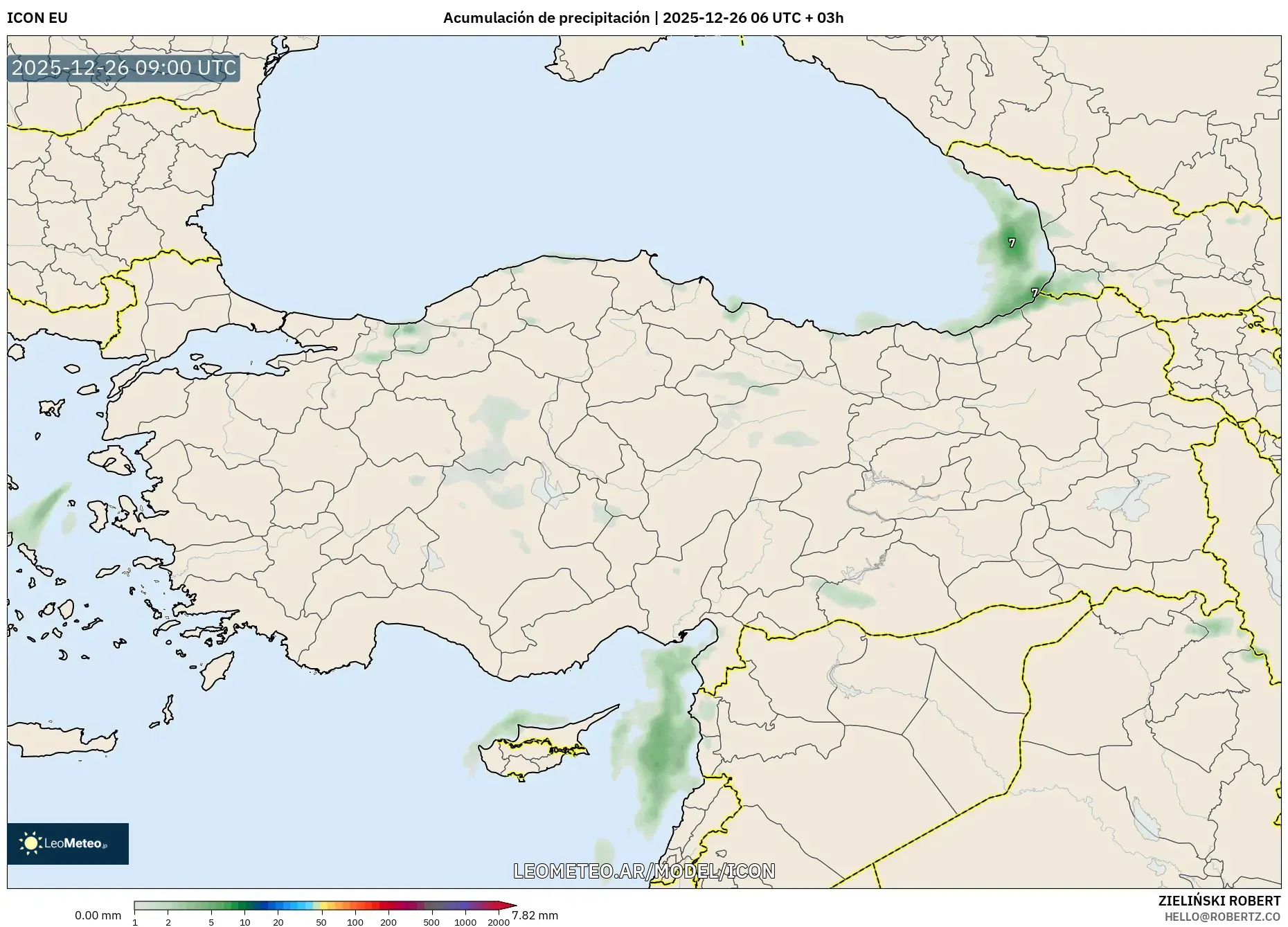 ICON model - Turquía, Acumulación de precipitación