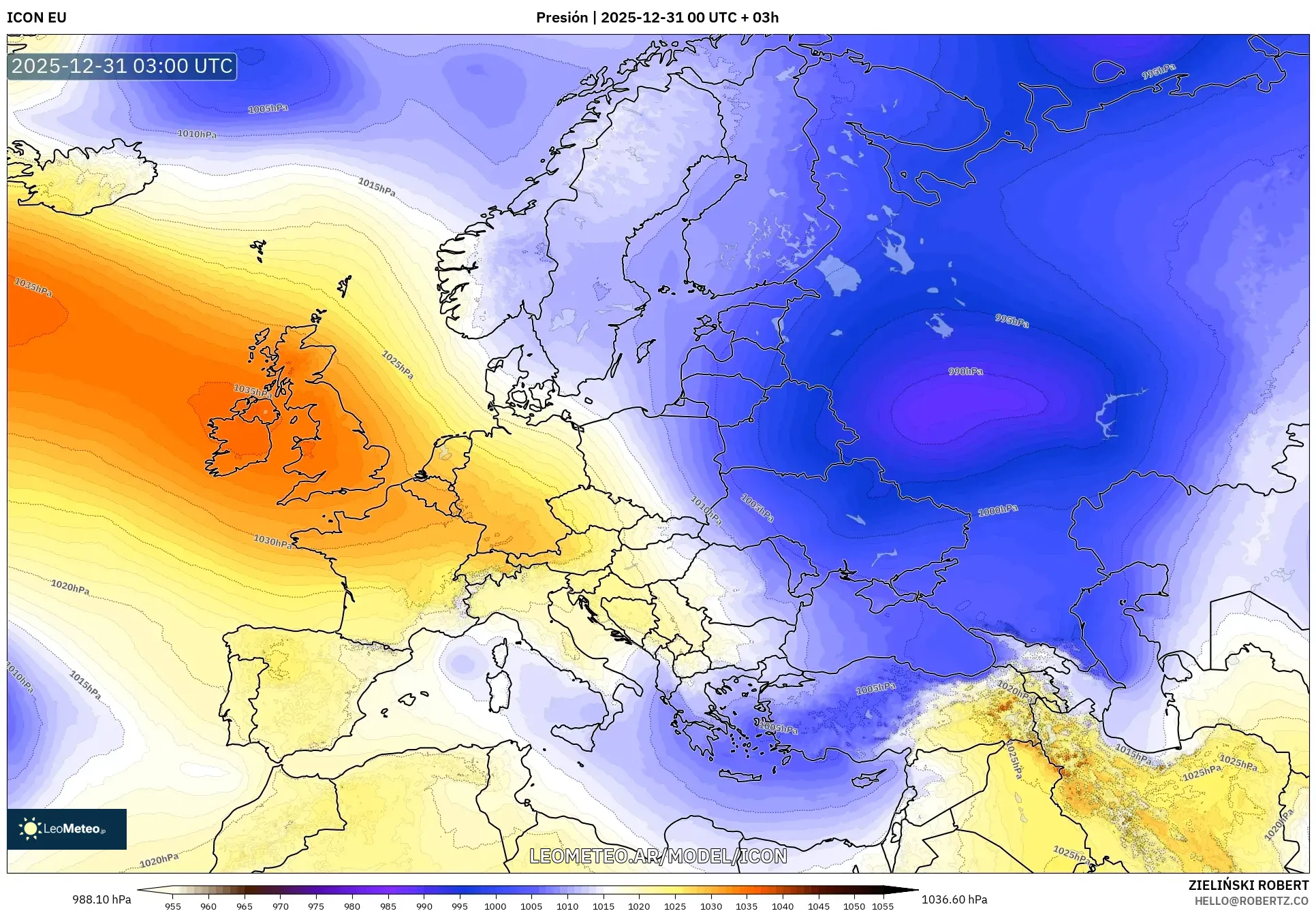 ICON model - Europa, Presión