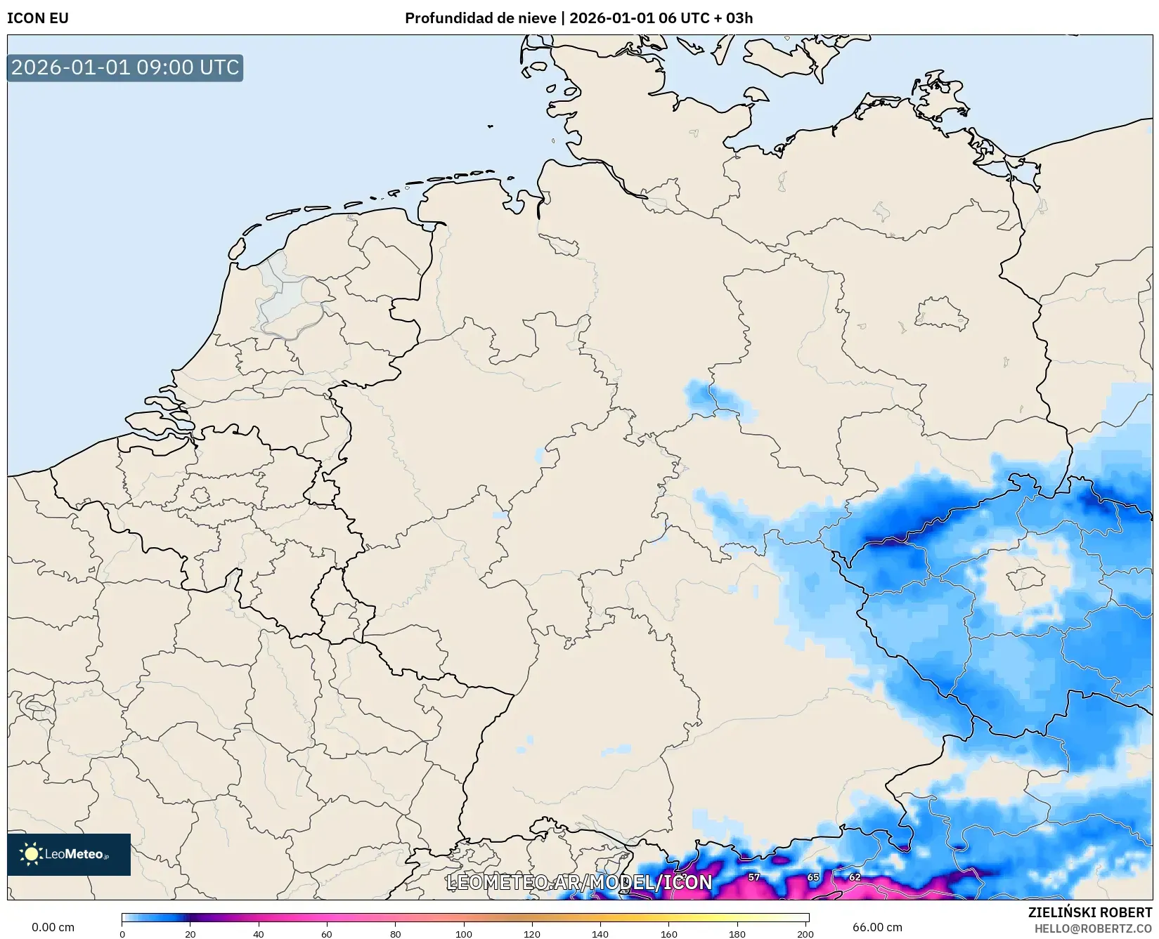 ICON model - Alemania, Profundidad de nieve