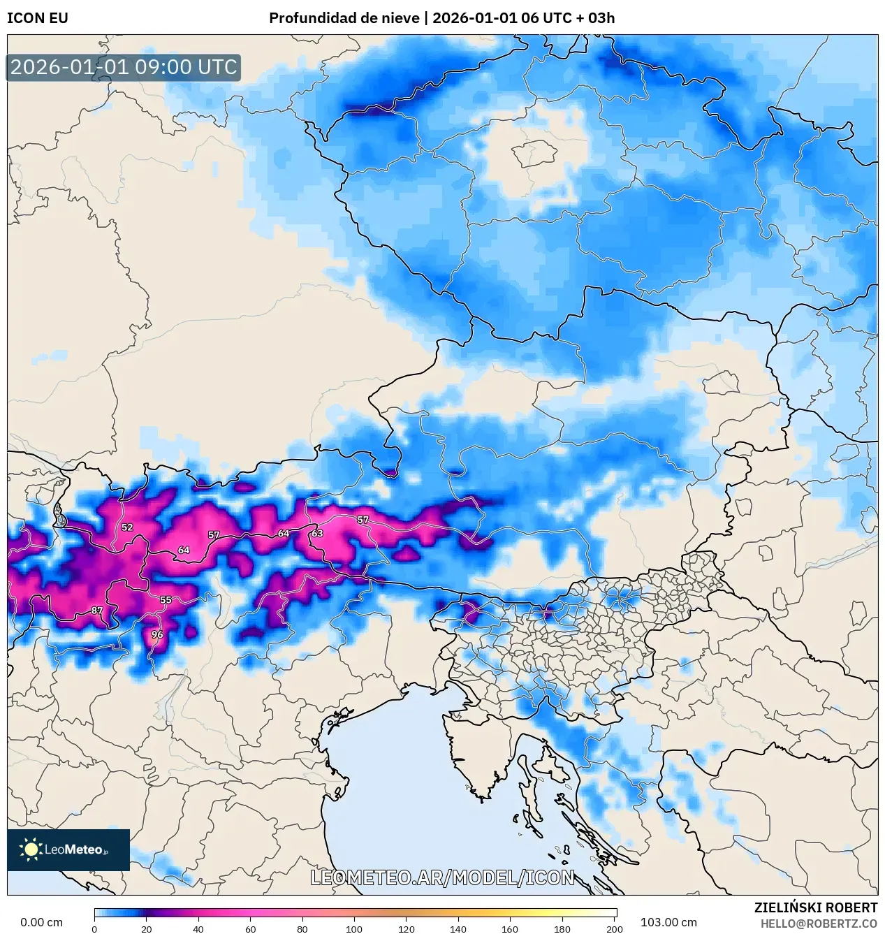ICON model - Austria, Profundidad de nieve