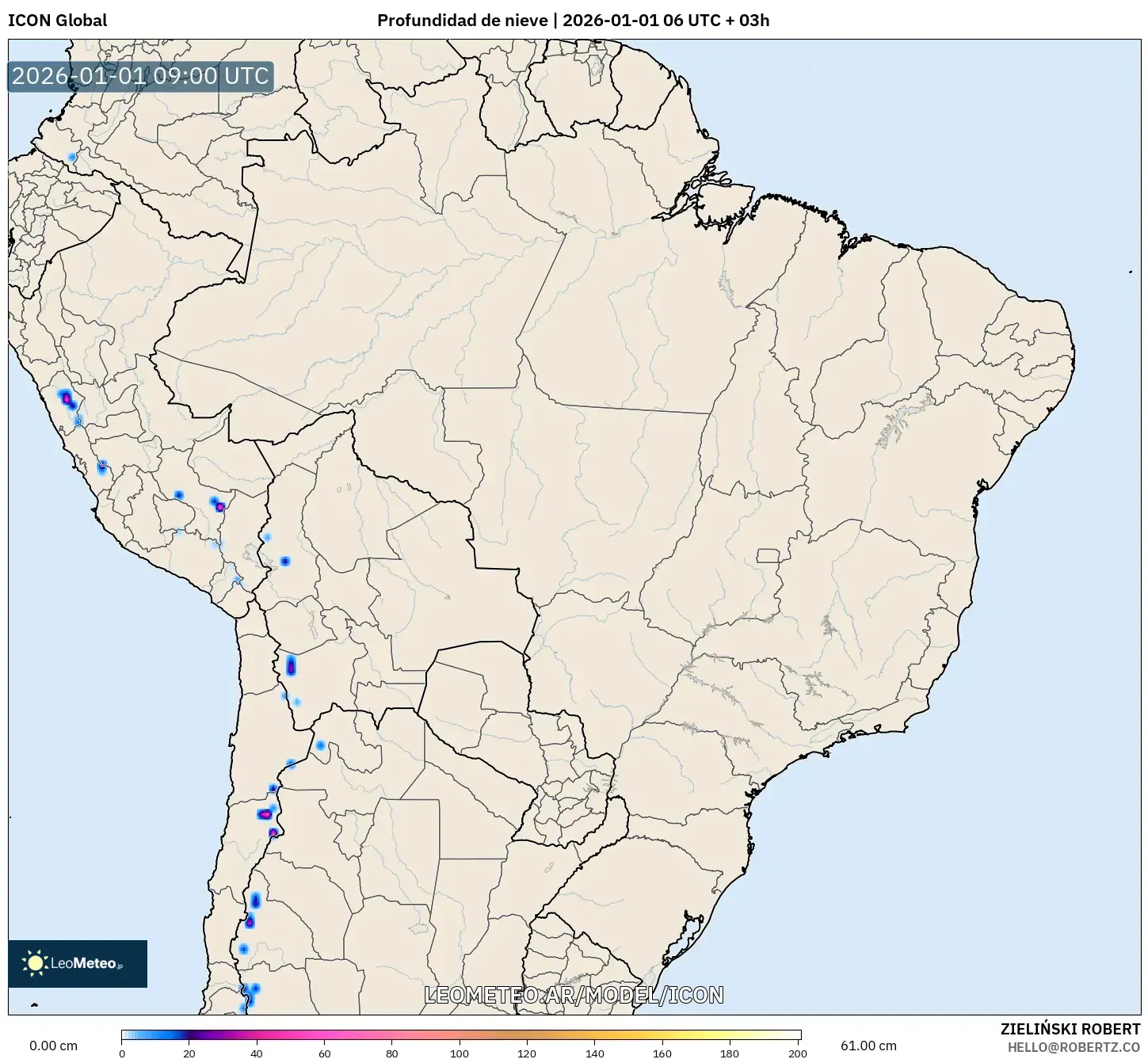 ICON model - Brasil, Profundidad de nieve
