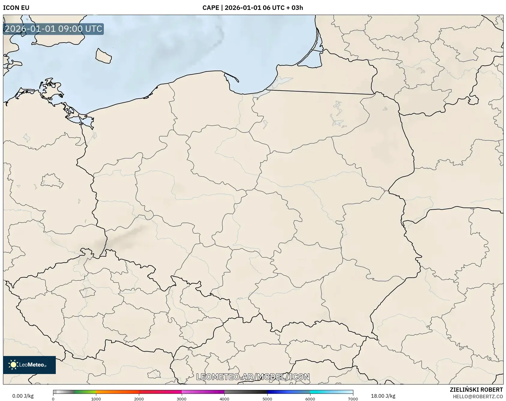 ICON model - Polonia, CAPE