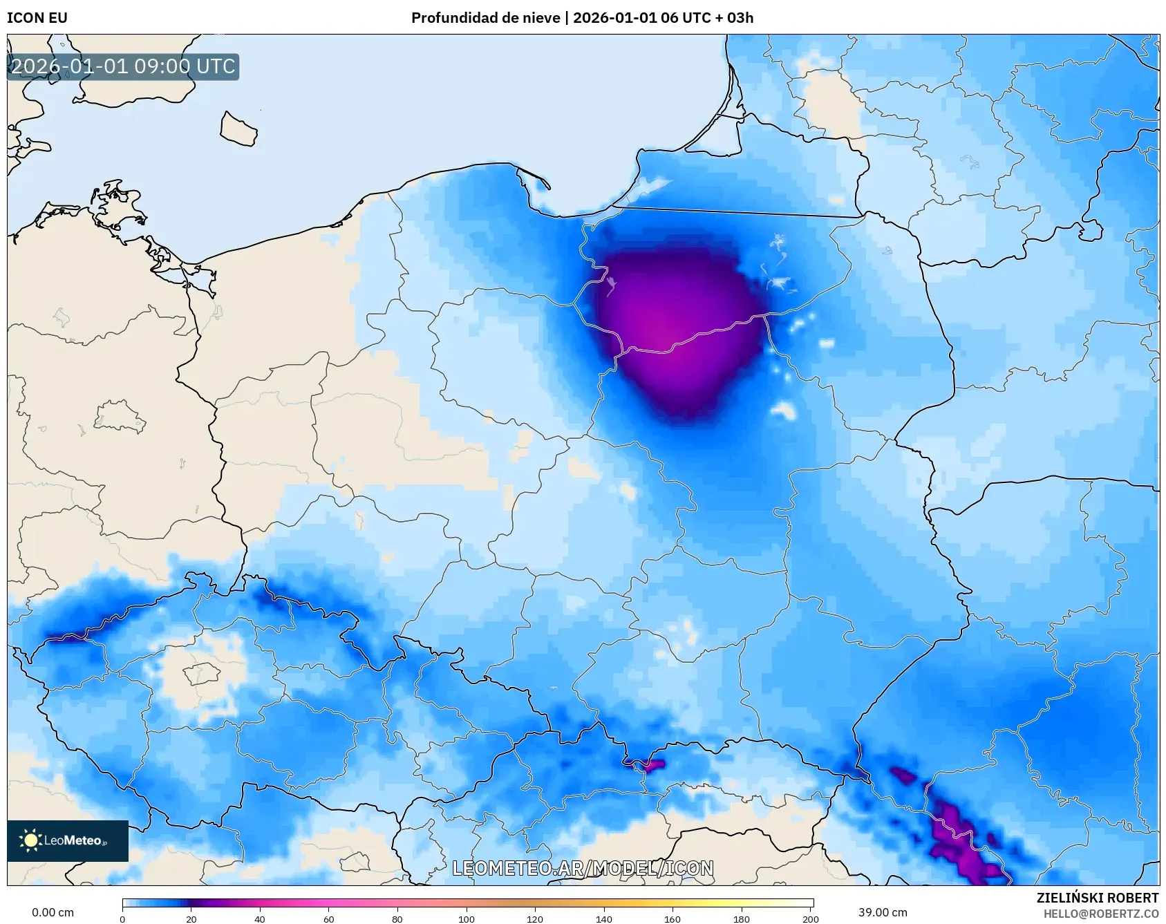 ICON model - Polonia, Profundidad de nieve