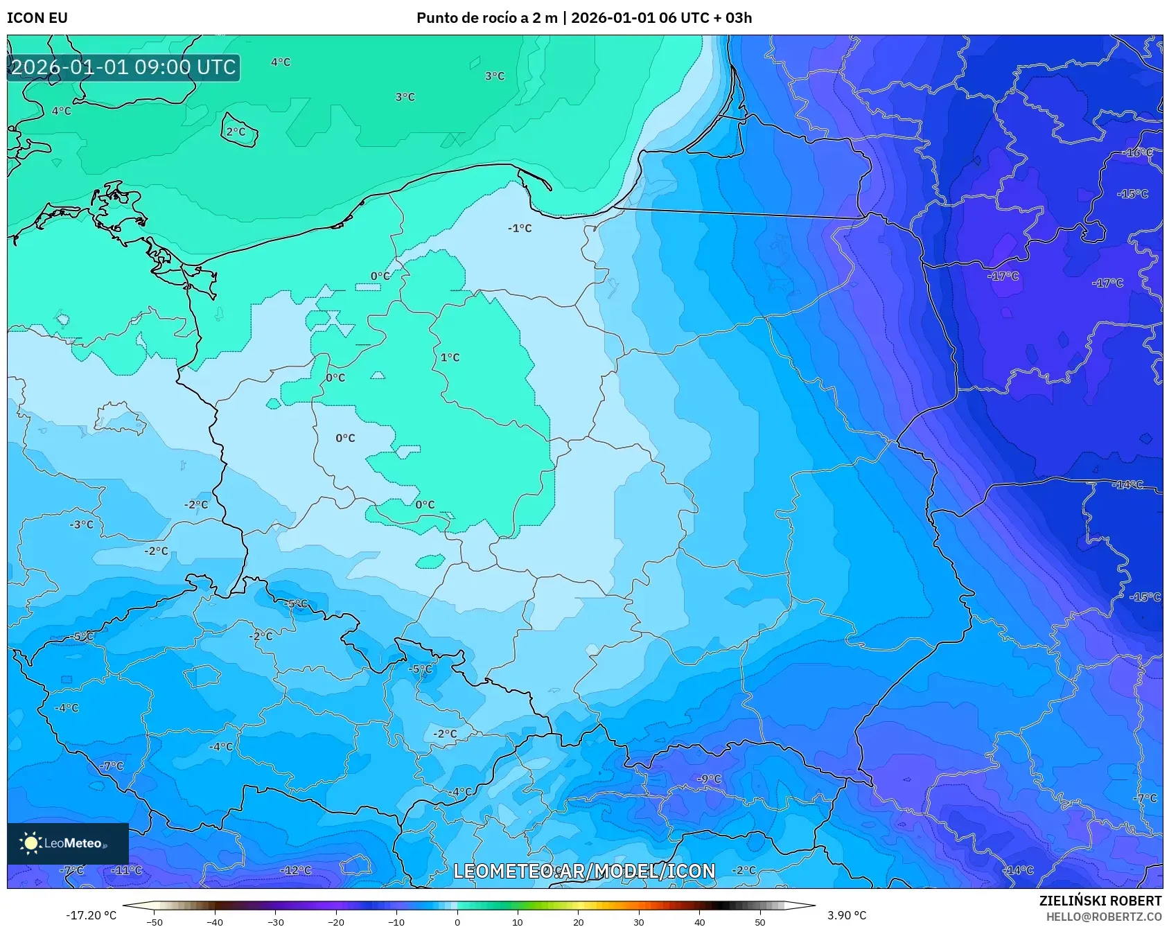 ICON model - Polonia, Punto de rocío a 2 m
