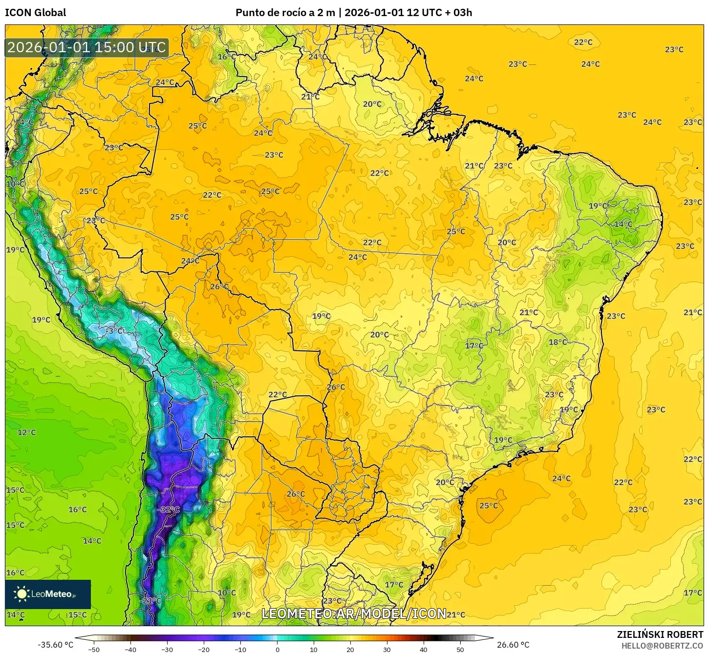 ICON model - Brasil, Punto de rocío a 2 m