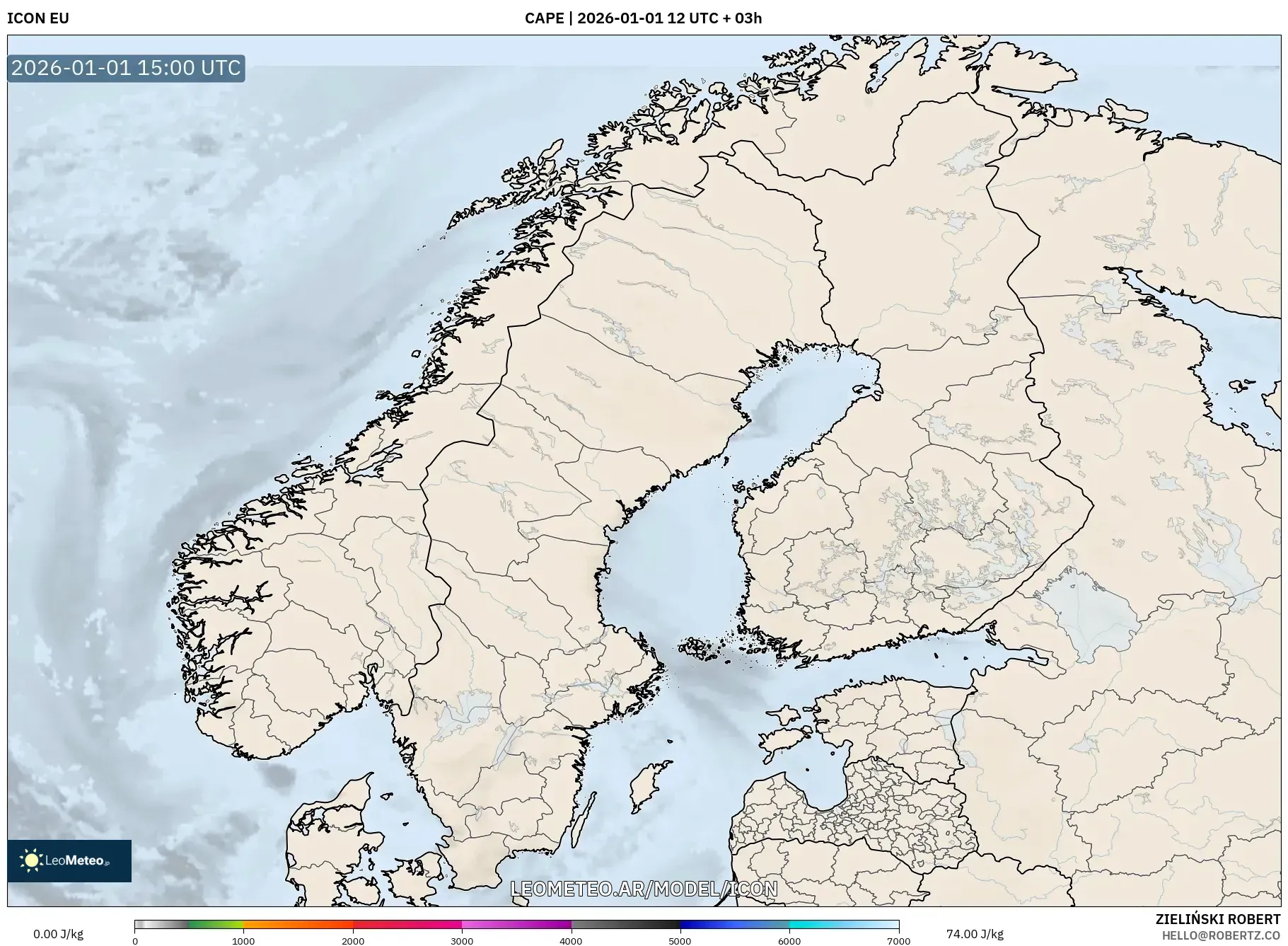 ICON model - Escandinavia, CAPE