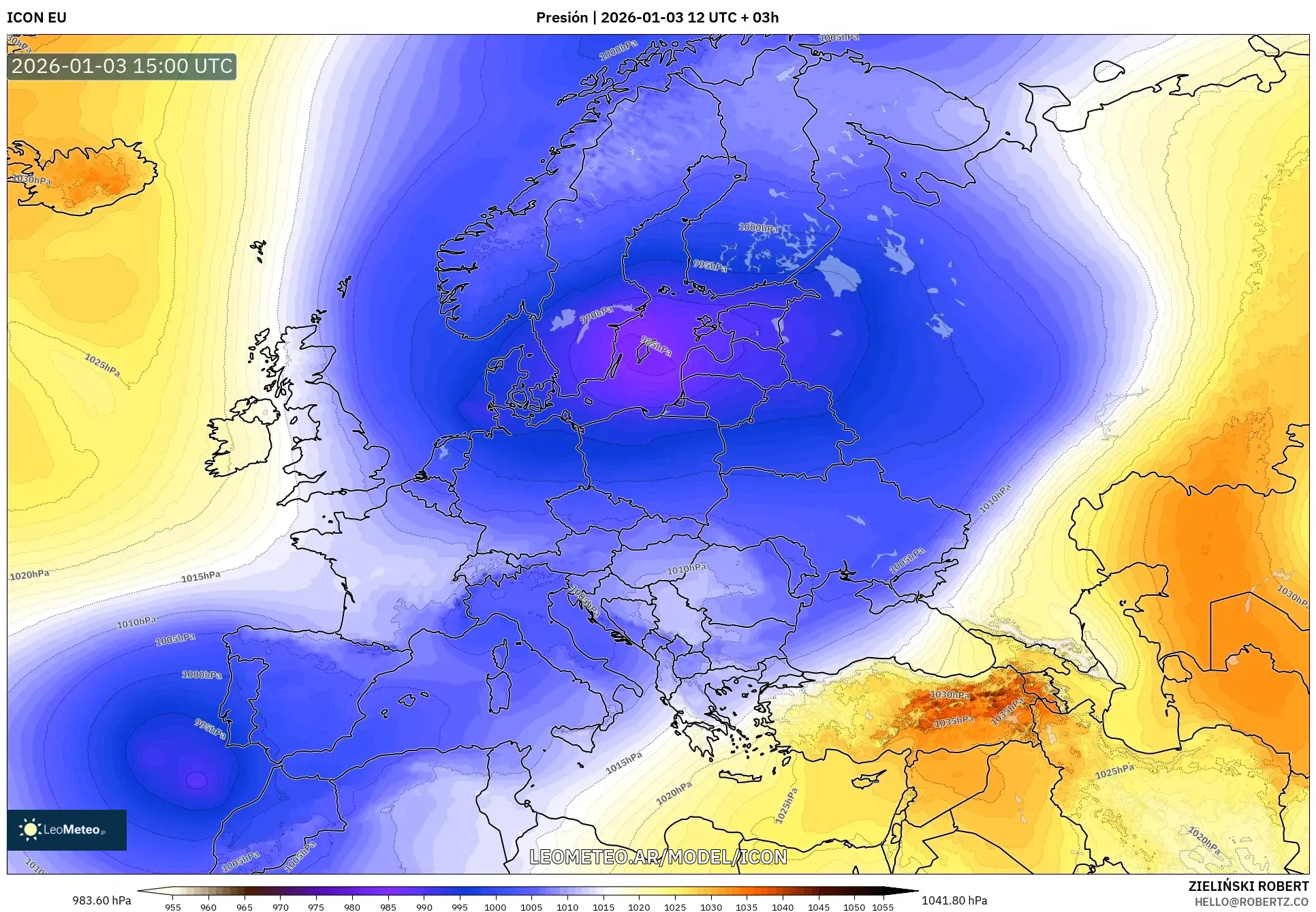 ICON model - Europa, Presión