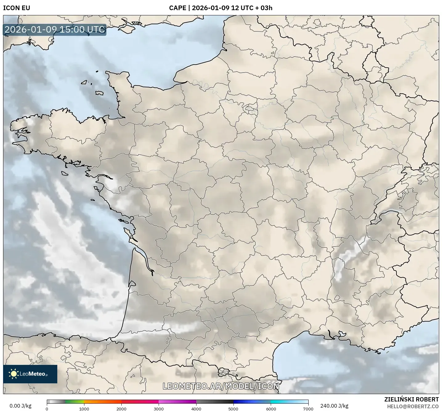ICON model - Francia, CAPE