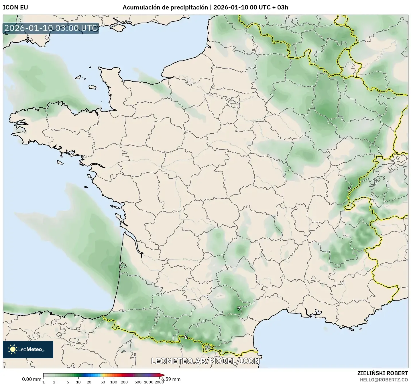 ICON model - Francia, Acumulación de precipitación