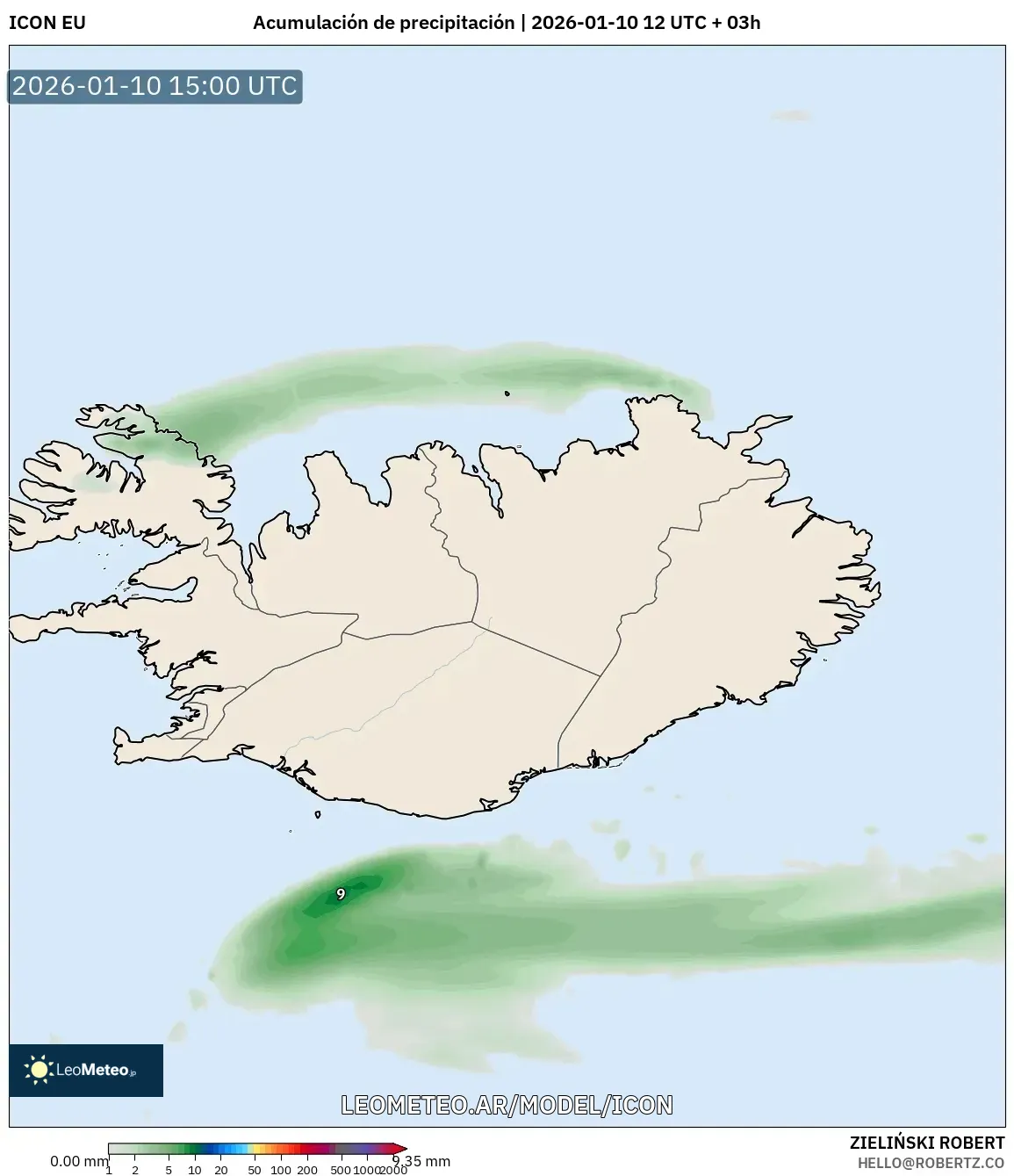 ICON model - Islandia, Acumulación de precipitación