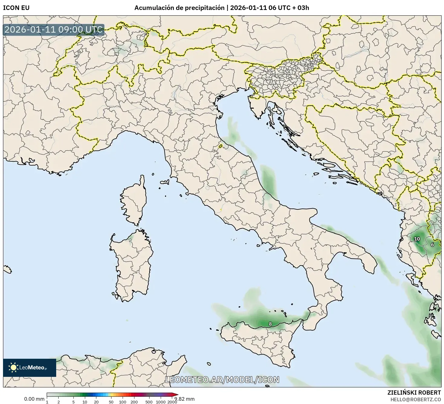 ICON model - Italia, Acumulación de precipitación