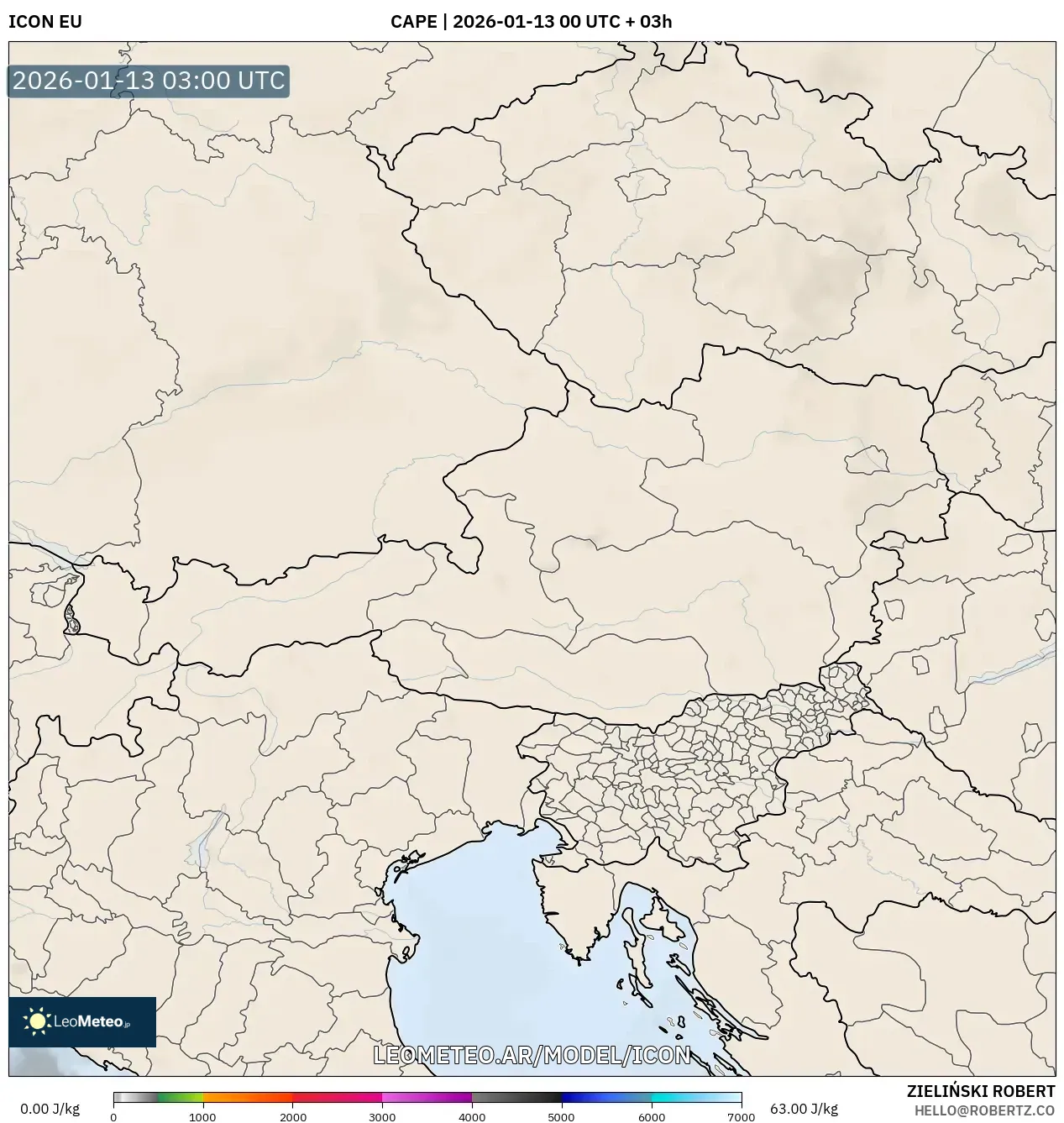 ICON model - Austria, CAPE