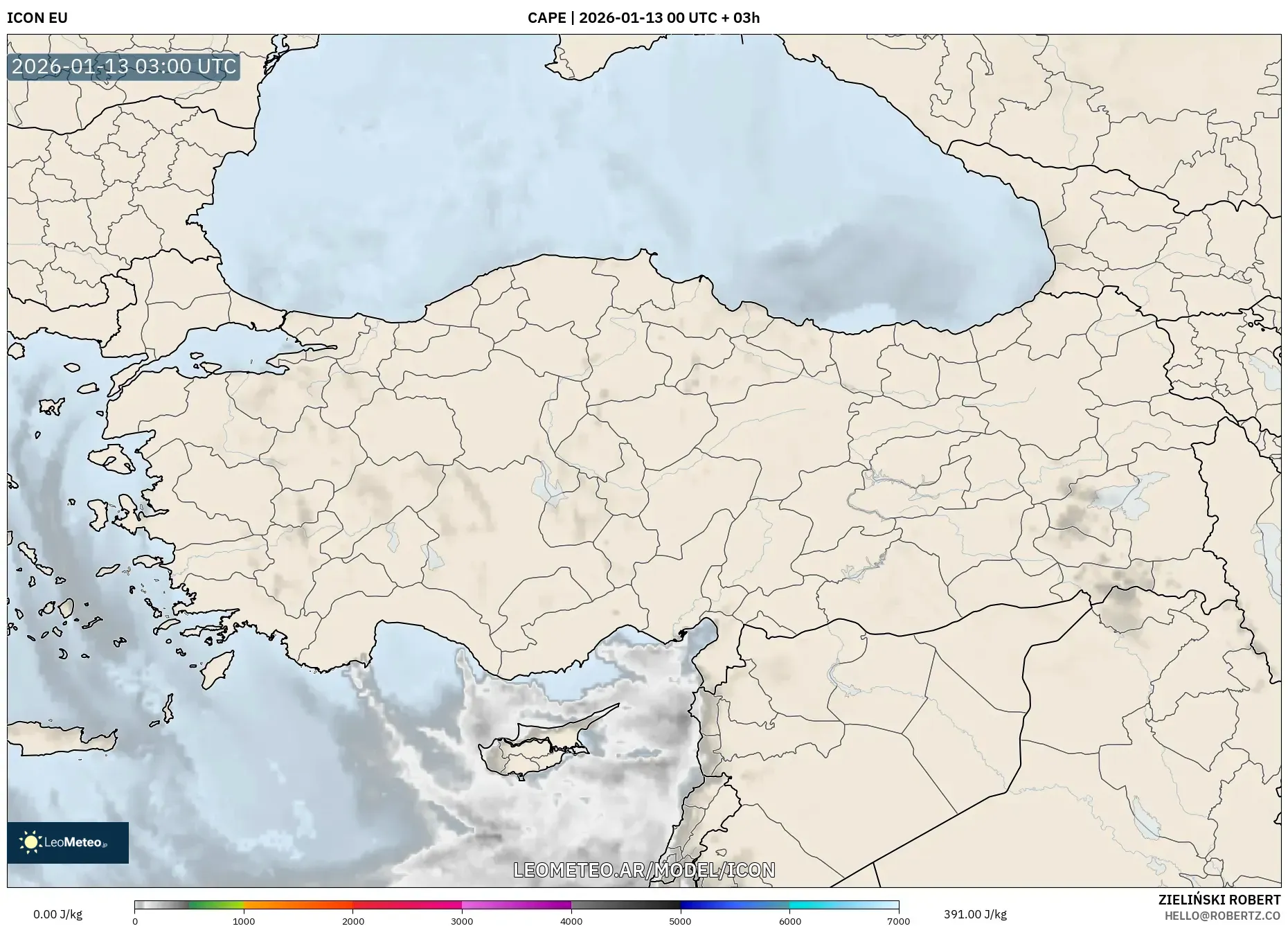ICON model - Turquía, CAPE