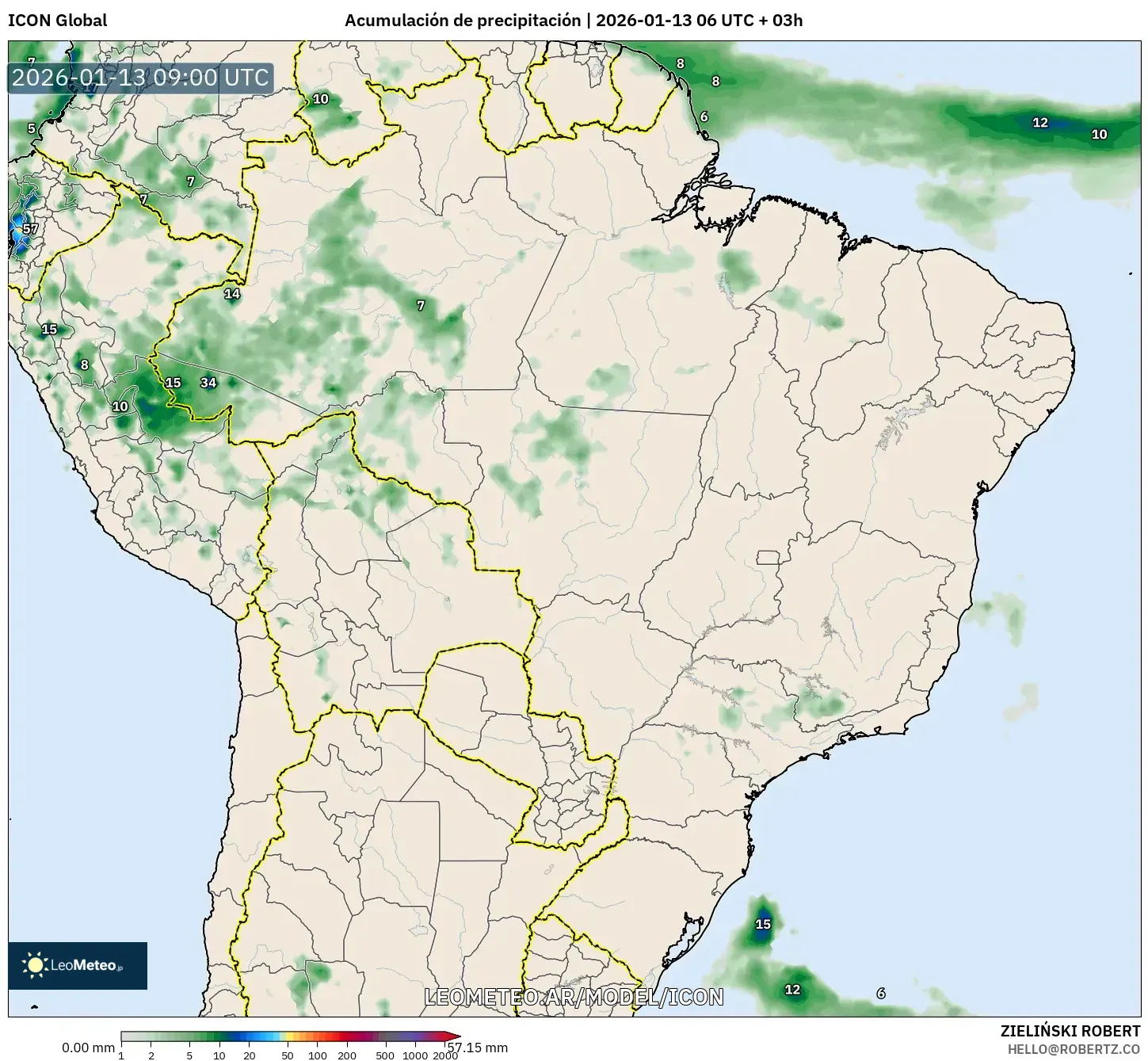 ICON model - Brasil, Acumulación de precipitación