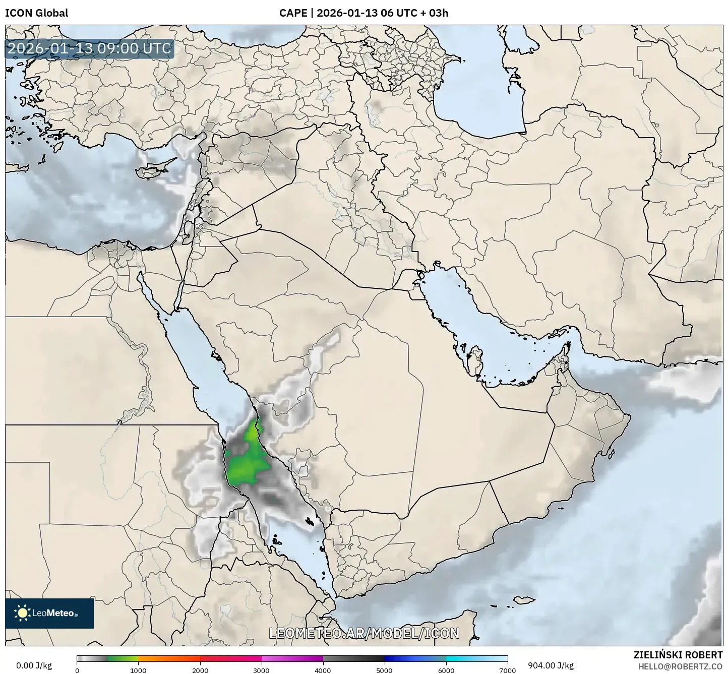 ICON model - Oriente Medio, CAPE