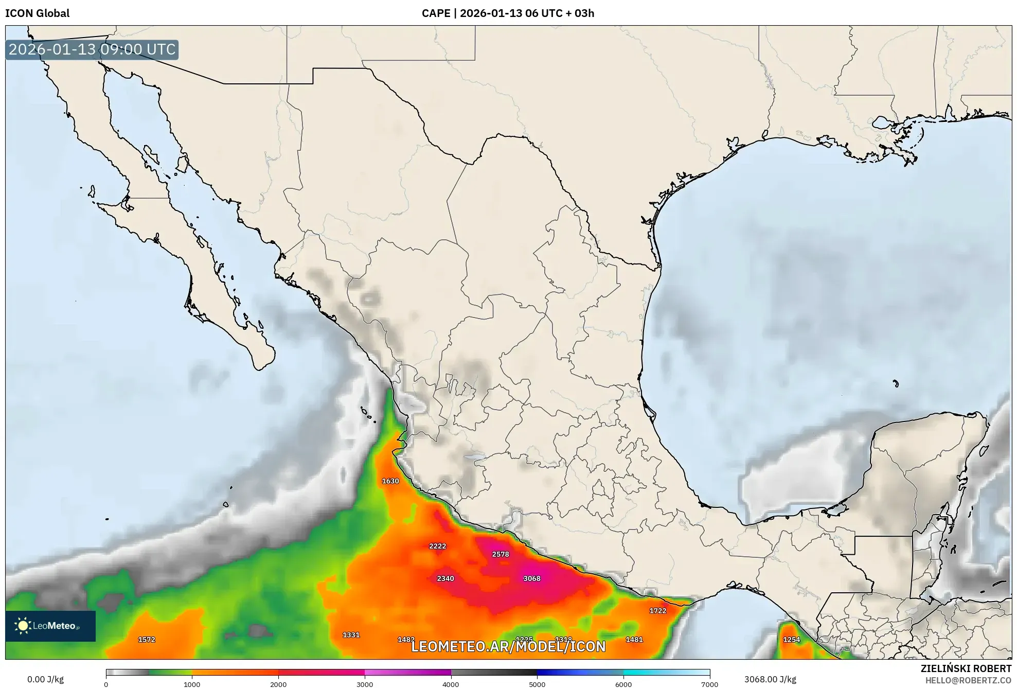 ICON model - México, CAPE