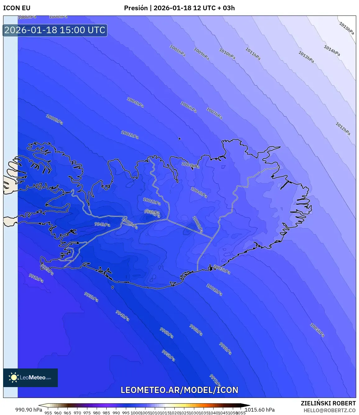 ICON model - Islandia, Presión