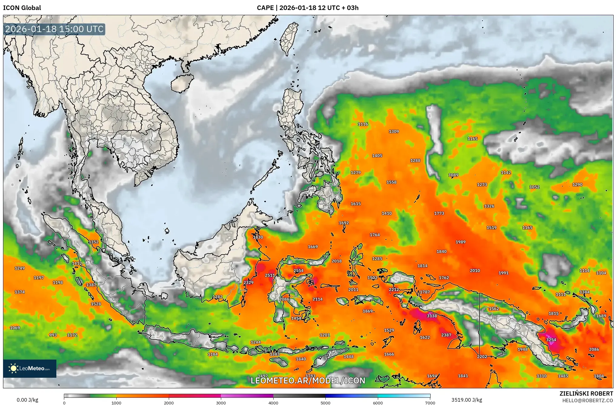ICON model - Sudeste Asiático, CAPE